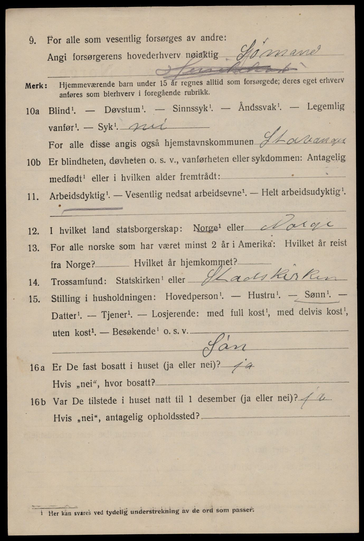 SAST, 1920 census for Stavanger, 1920, p. 37073