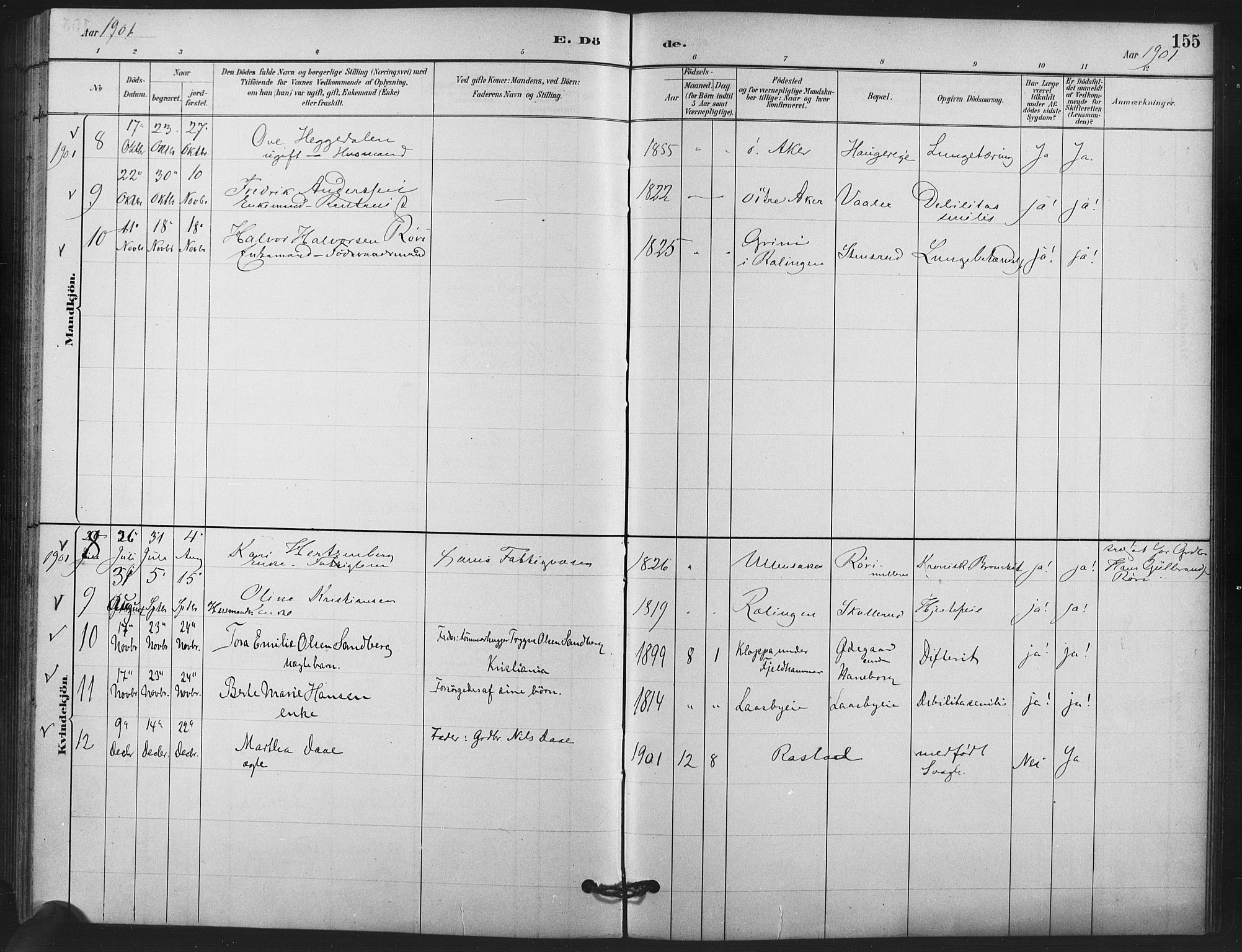 Skedsmo prestekontor Kirkebøker, AV/SAO-A-10033a/F/Fb/L0001: Parish register (official) no. II 1, 1883-1901, p. 155