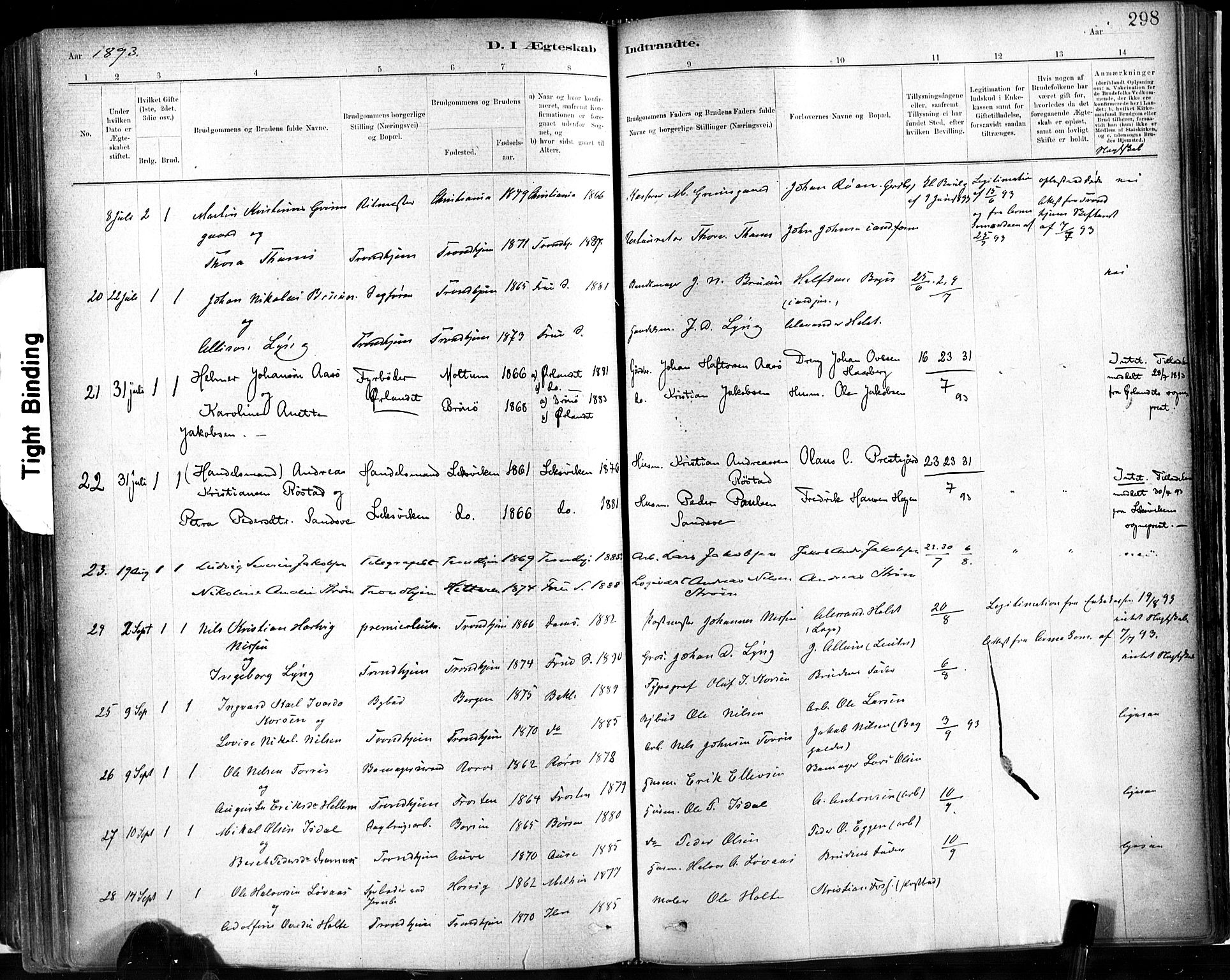 Ministerialprotokoller, klokkerbøker og fødselsregistre - Sør-Trøndelag, SAT/A-1456/602/L0119: Parish register (official) no. 602A17, 1880-1901, p. 298