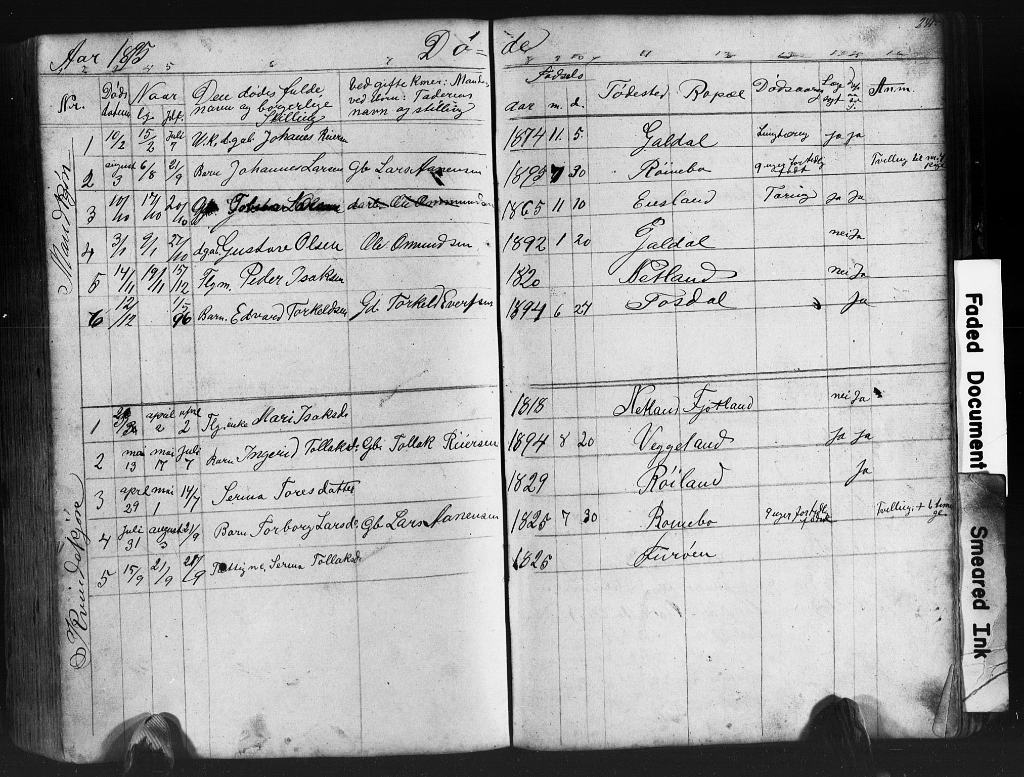 Fjotland sokneprestkontor, SAK/1111-0010/F/Fb/L0003: Parish register (copy) no. B 3, 1872-1924, p. 241
