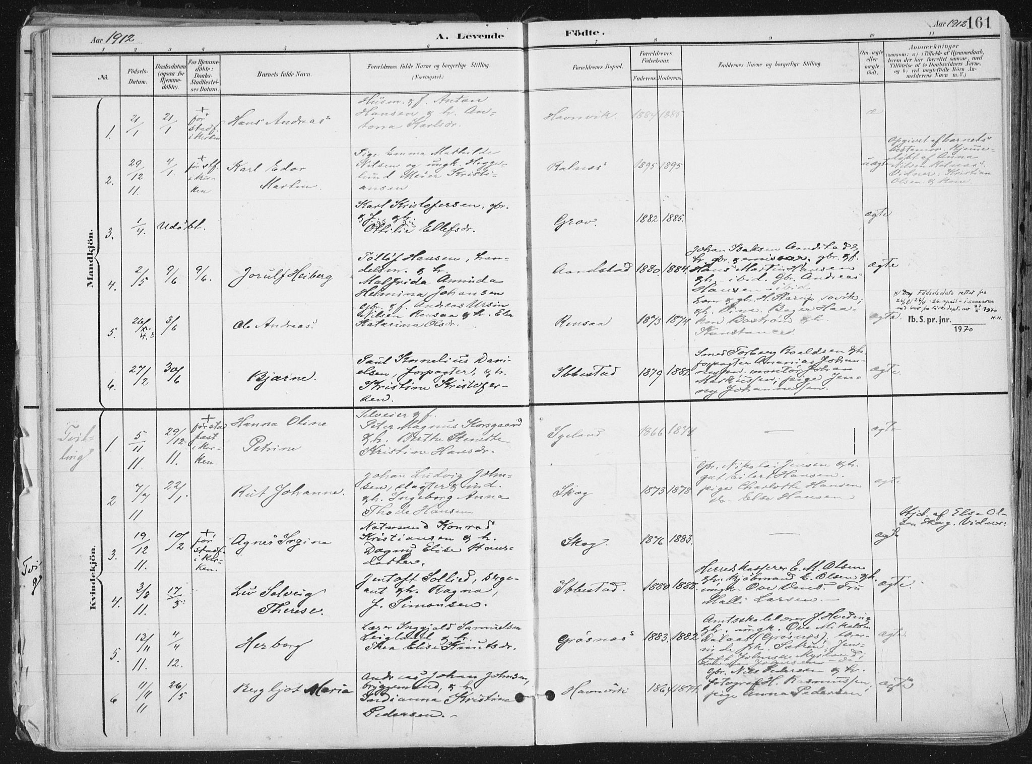 Ibestad sokneprestembete, SATØ/S-0077/H/Ha/Haa/L0017kirke: Parish register (official) no. 17, 1901-1914, p. 161