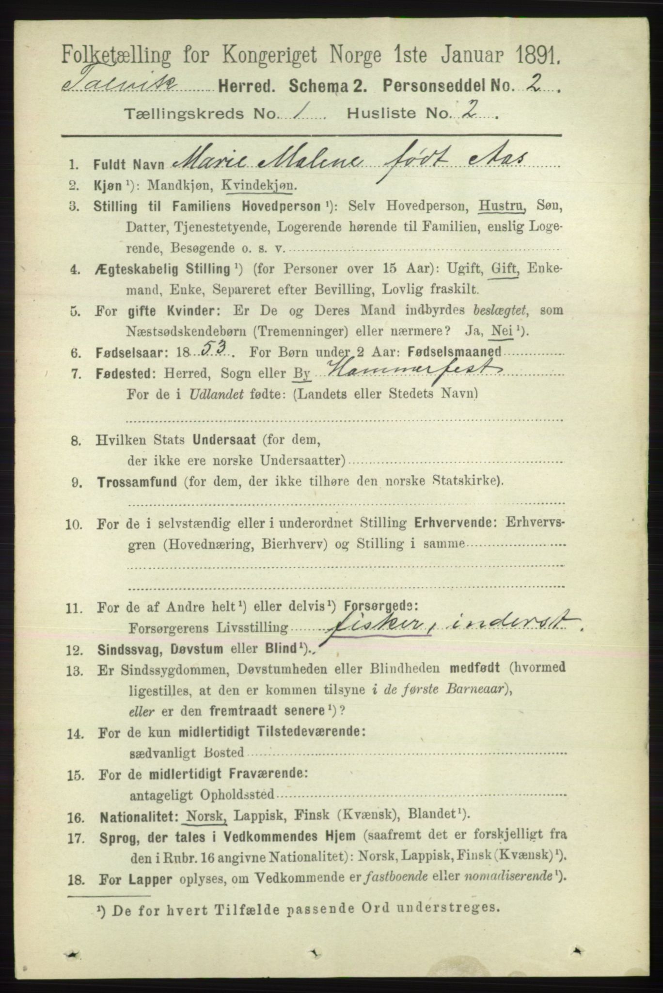 RA, 1891 census for 2013 Talvik, 1891, p. 103