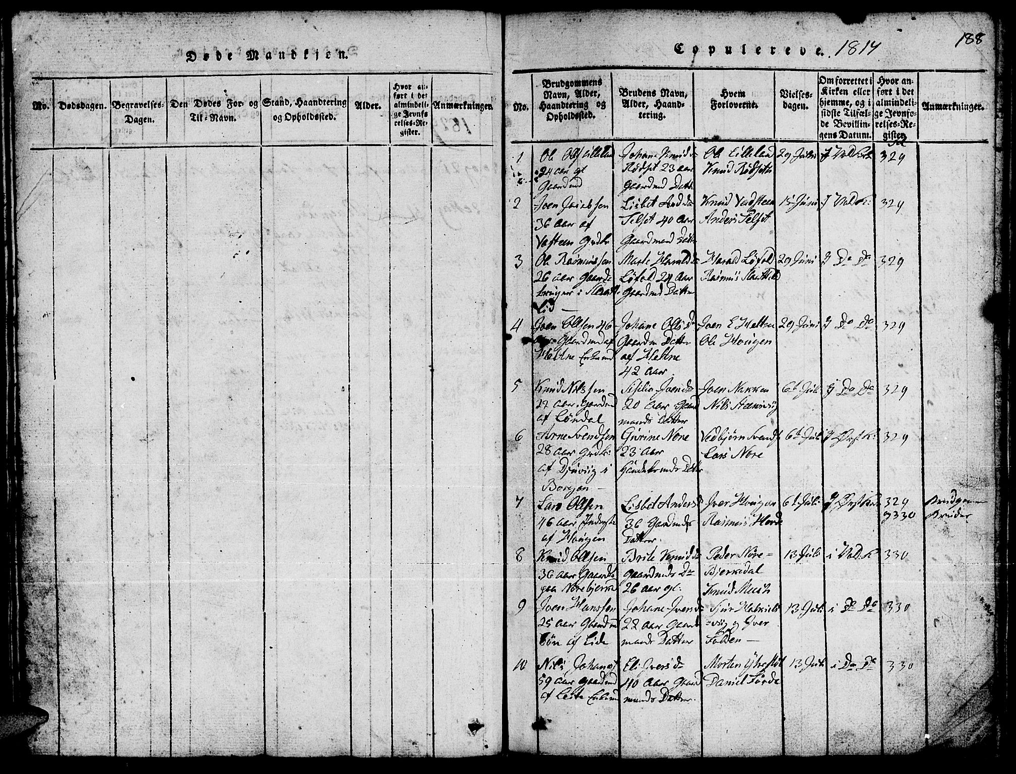 Ministerialprotokoller, klokkerbøker og fødselsregistre - Møre og Romsdal, SAT/A-1454/511/L0155: Parish register (copy) no. 511C01, 1817-1829, p. 188