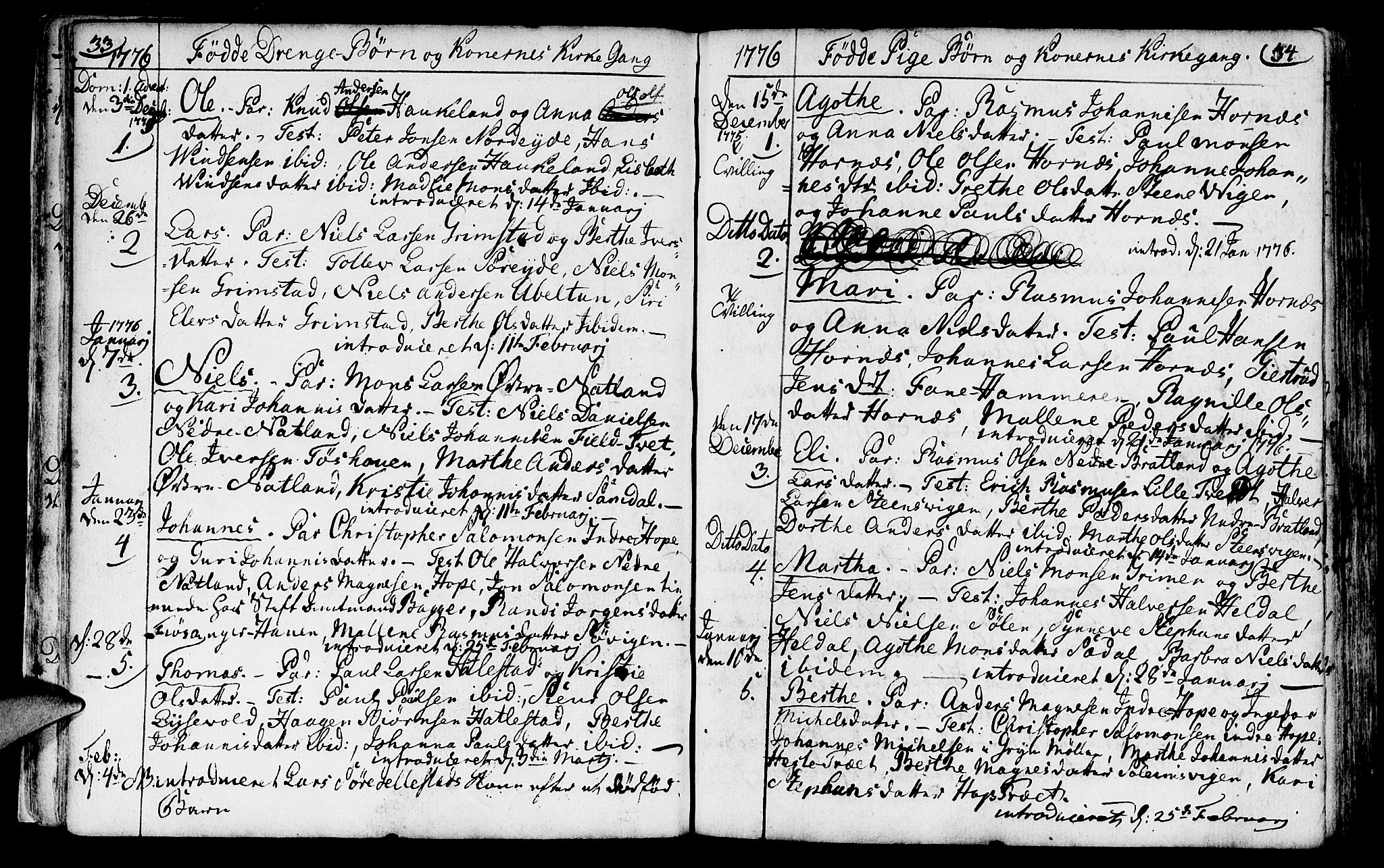 Fana Sokneprestembete, SAB/A-75101/H/Haa/Haaa/L0005: Parish register (official) no. A 5, 1773-1799, p. 33-34
