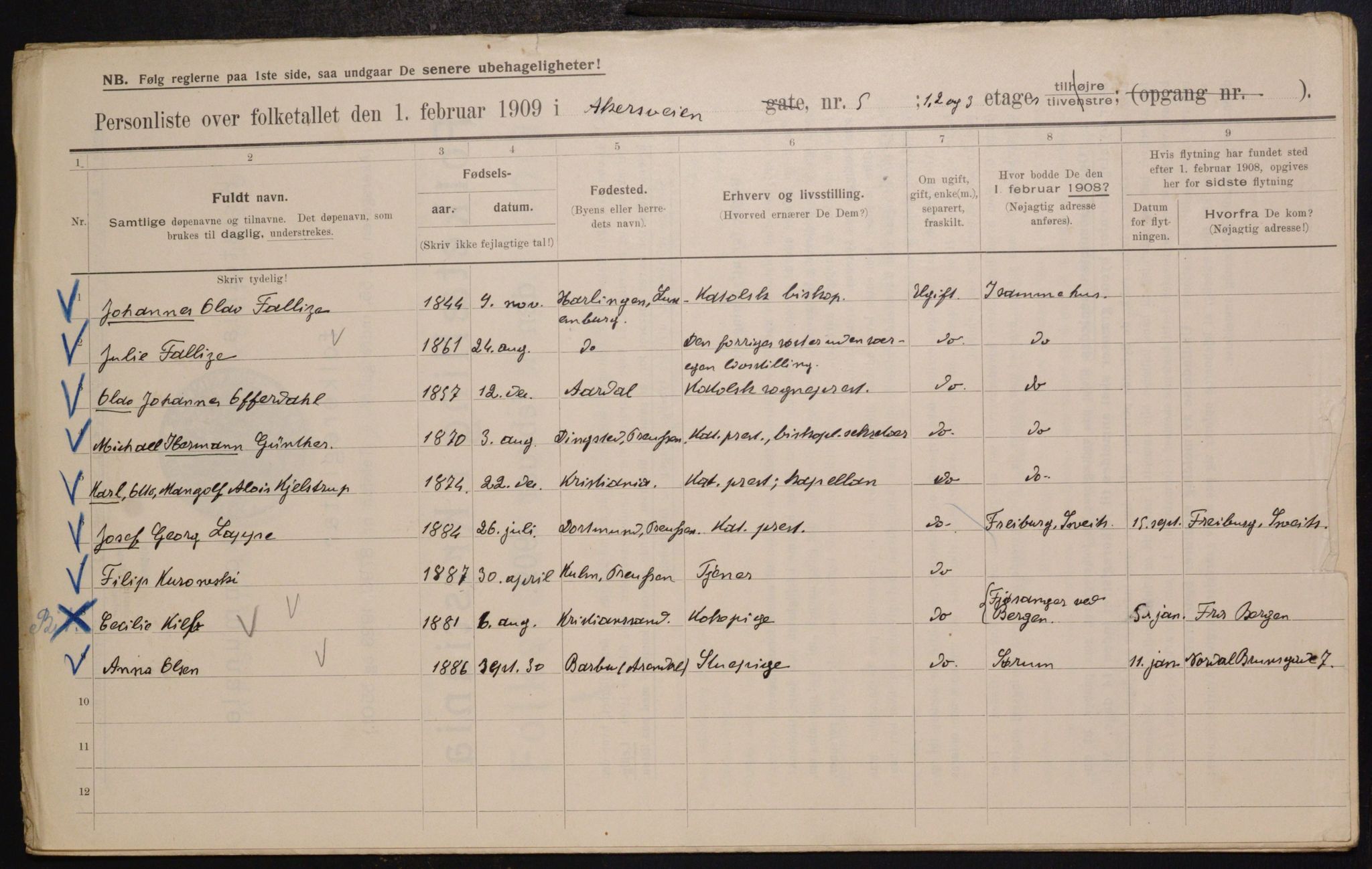 OBA, Municipal Census 1909 for Kristiania, 1909, p. 801