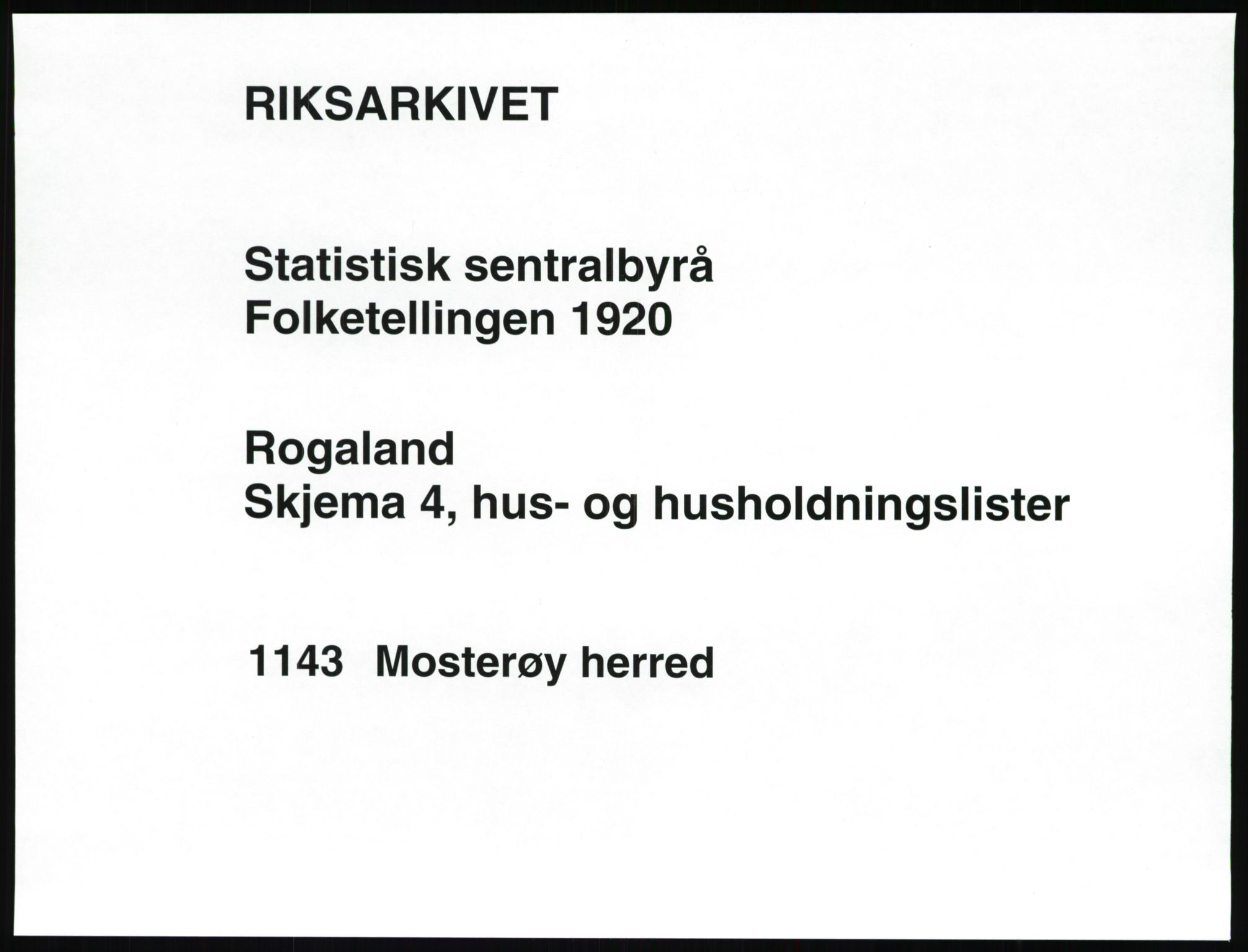 SAST, 1920 census for Mosterøy, 1920, p. 50