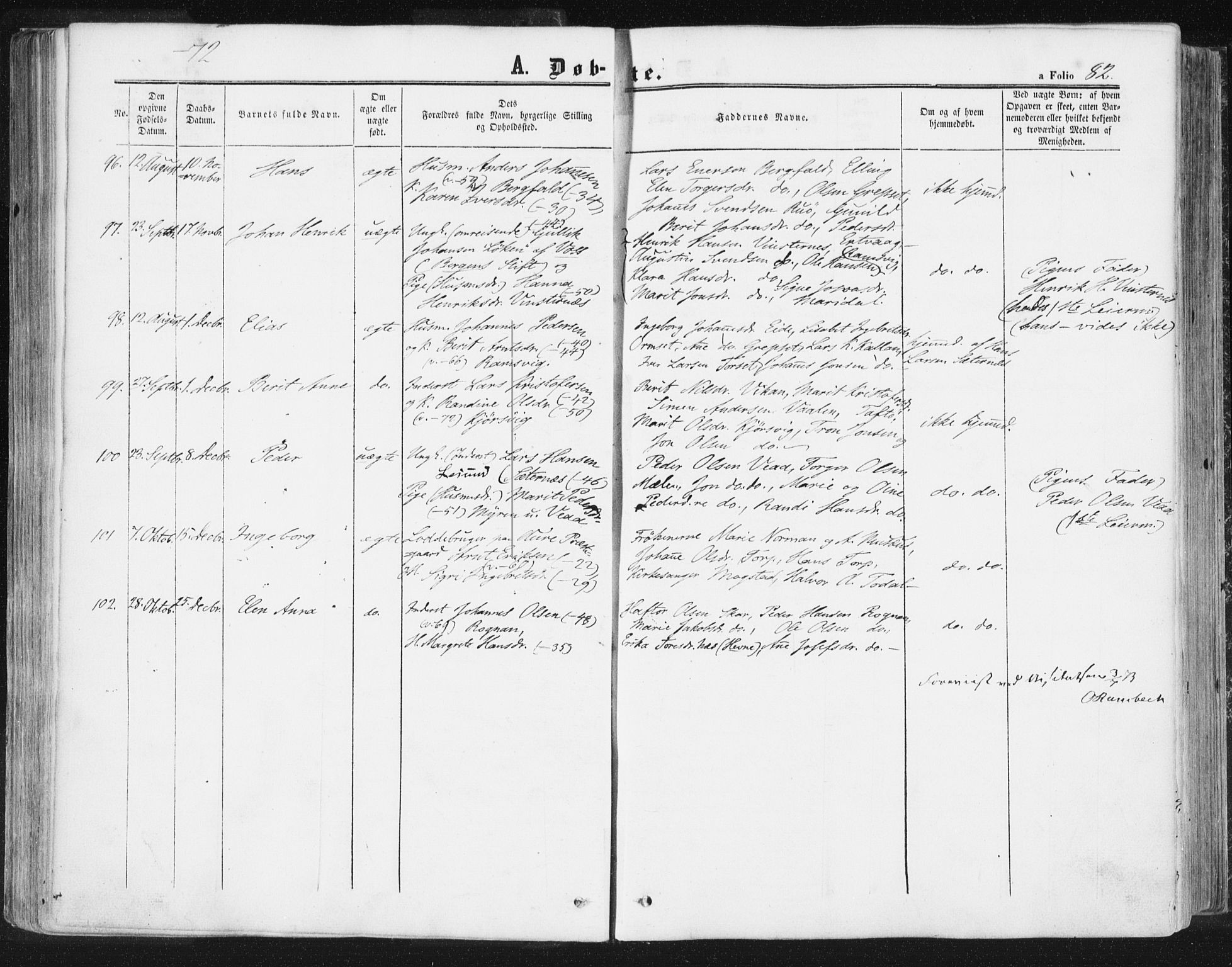 Ministerialprotokoller, klokkerbøker og fødselsregistre - Møre og Romsdal, AV/SAT-A-1454/578/L0905: Parish register (official) no. 578A04, 1859-1877, p. 82