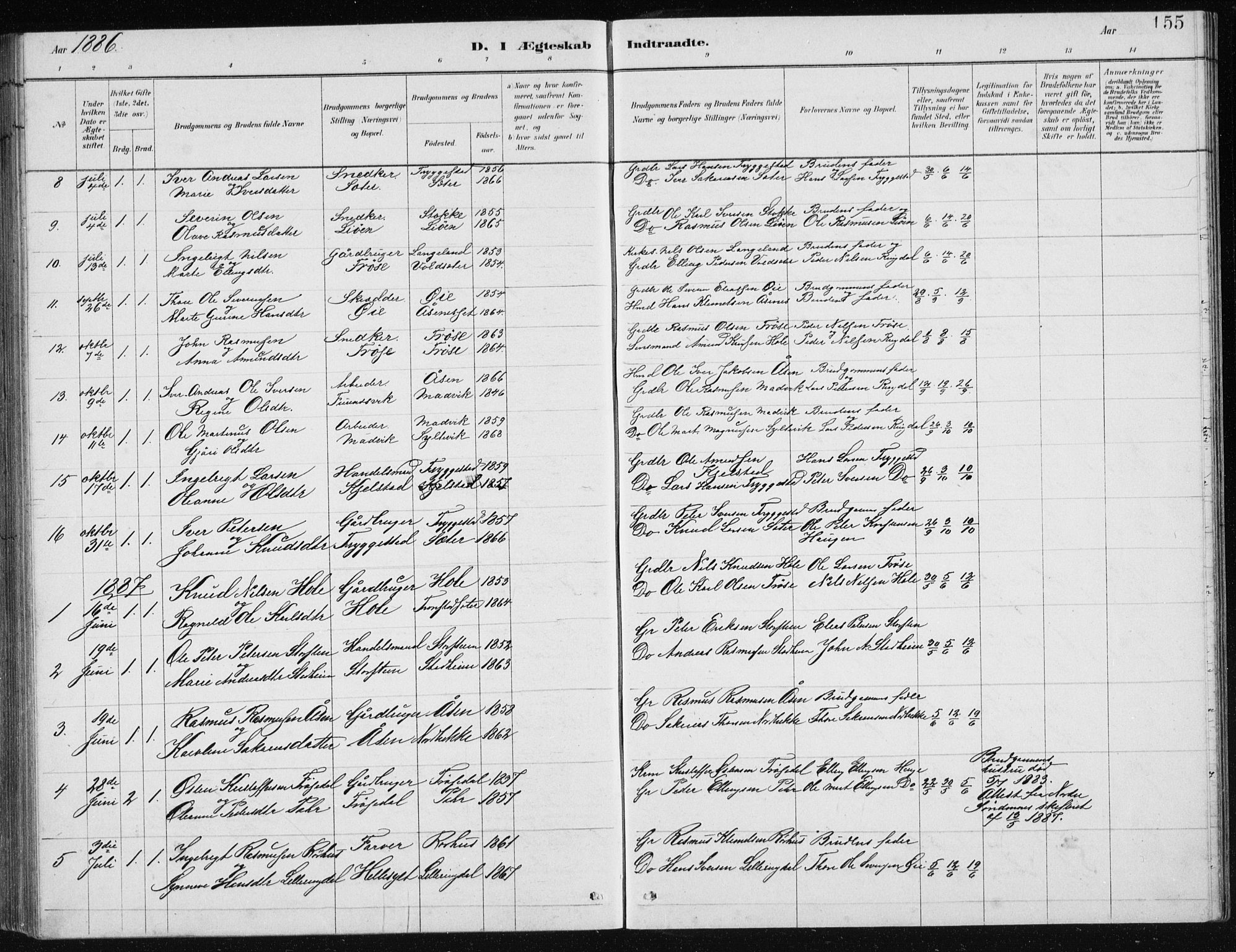 Ministerialprotokoller, klokkerbøker og fødselsregistre - Møre og Romsdal, AV/SAT-A-1454/517/L0230: Parish register (copy) no. 517C03, 1879-1912, p. 155