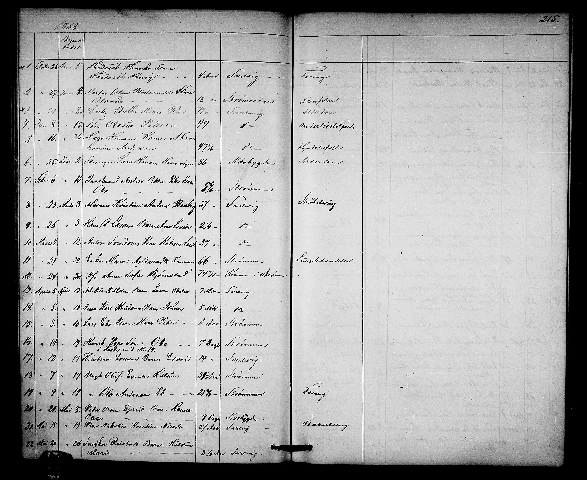 Strømm kirkebøker, AV/SAKO-A-322/G/Ga/L0001: Parish register (copy) no. I 1, 1861-1885, p. 215