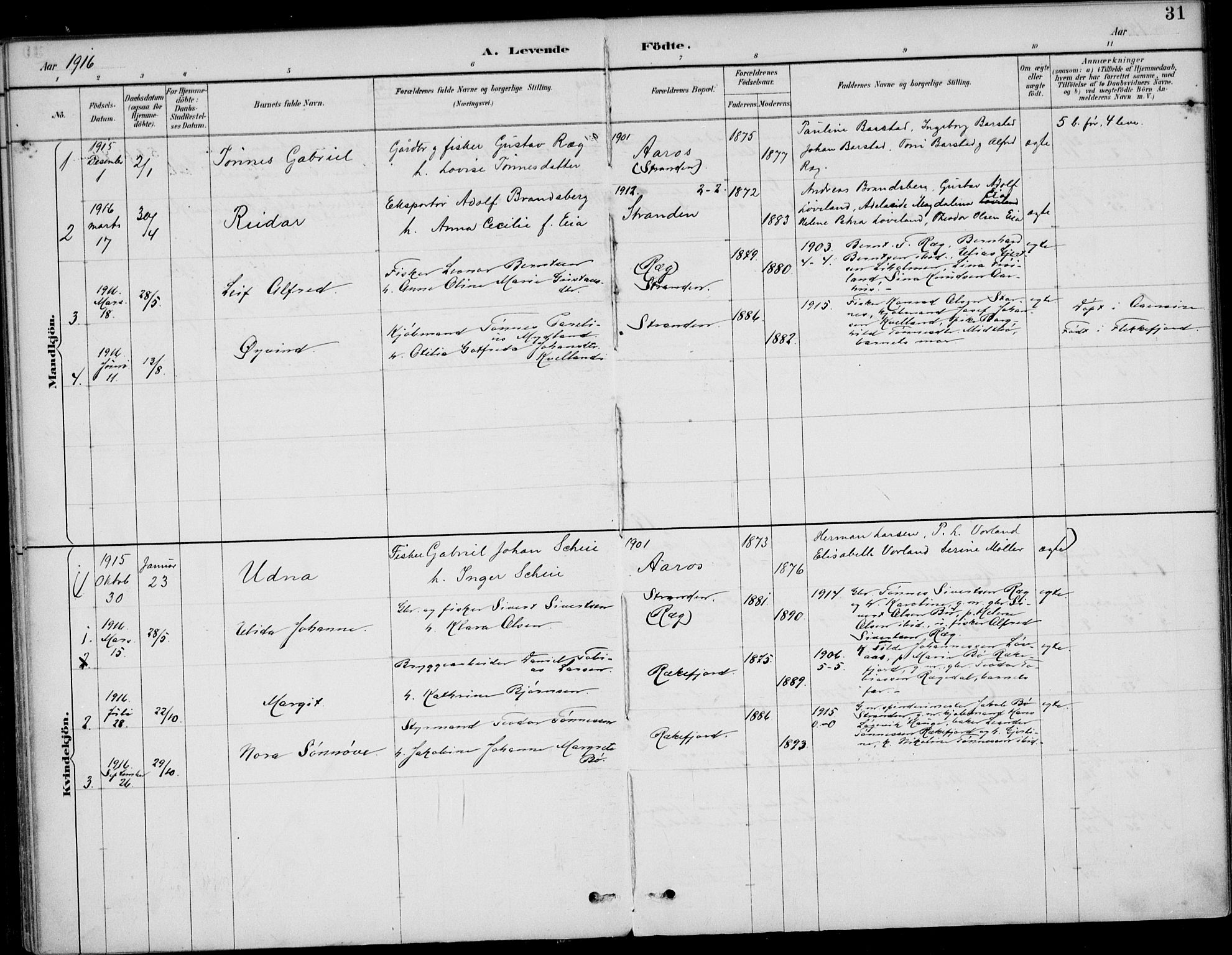 Sokndal sokneprestkontor, AV/SAST-A-101808: Parish register (official) no. A 12, 1887-1927, p. 31