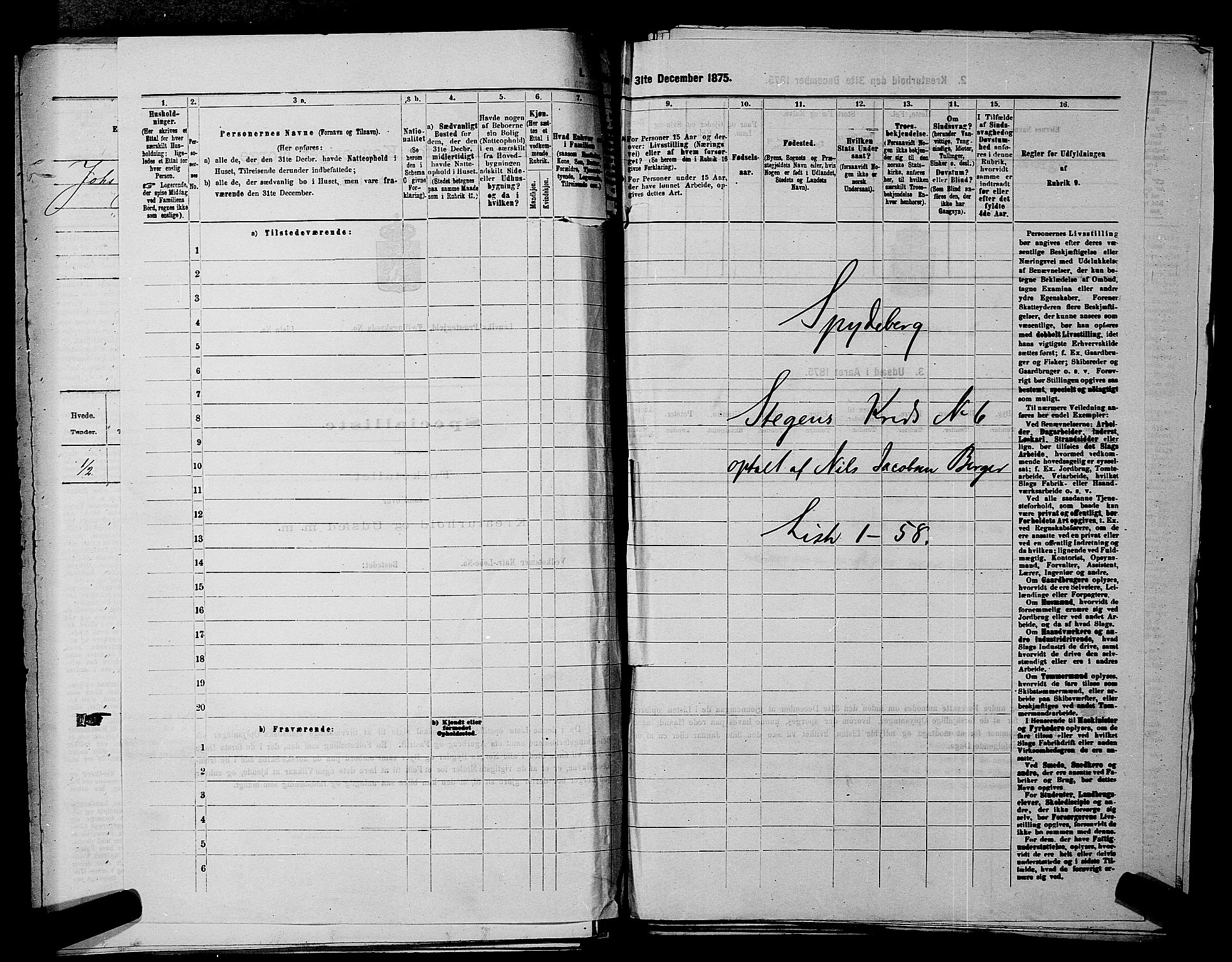 RA, 1875 census for 0123P Spydeberg, 1875, p. 865