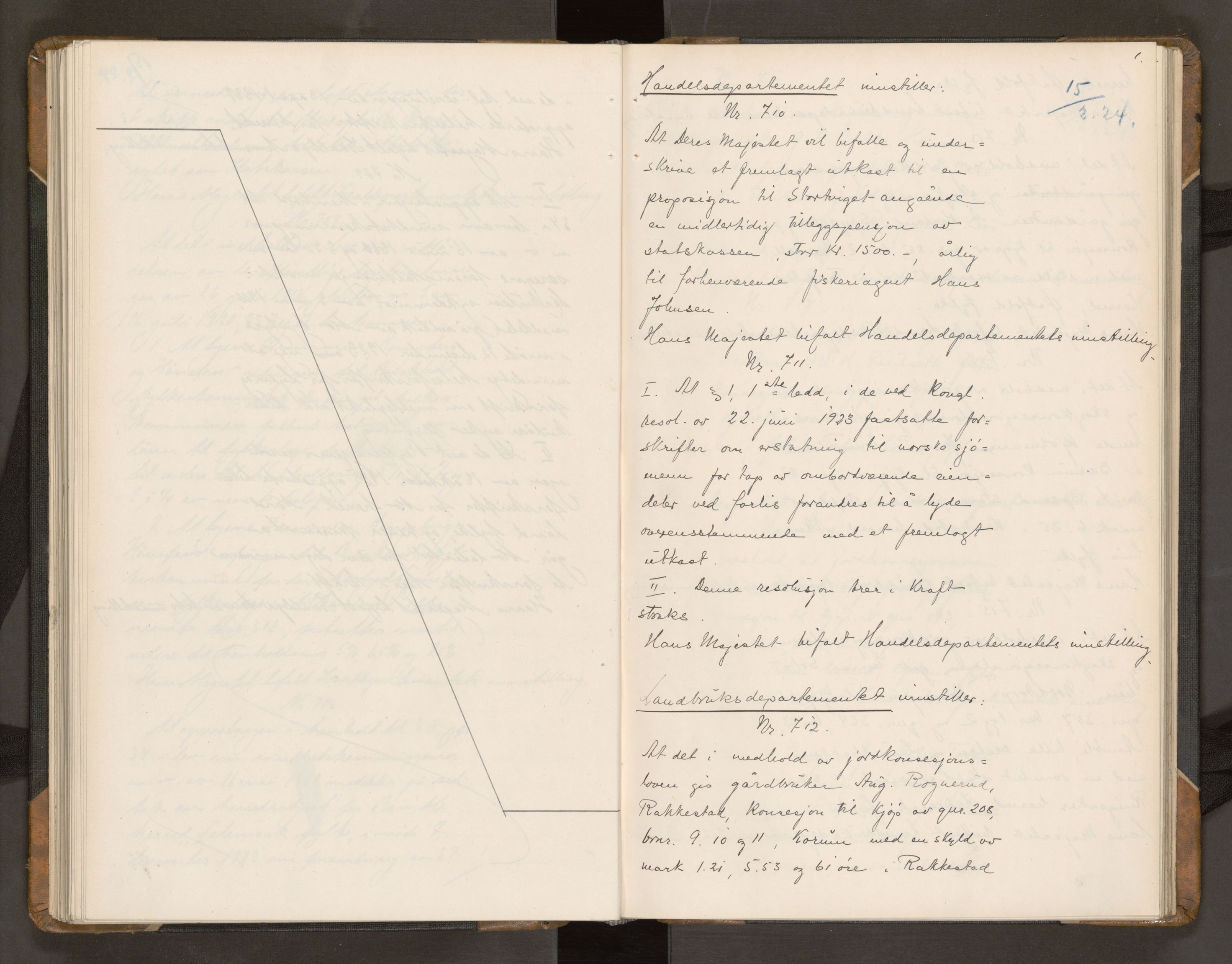 Statsrådssekretariatet, AV/RA-S-1001/A/Ac/L0074: Kgl. res. nr. 79-1244, 1. kvartal, 1924