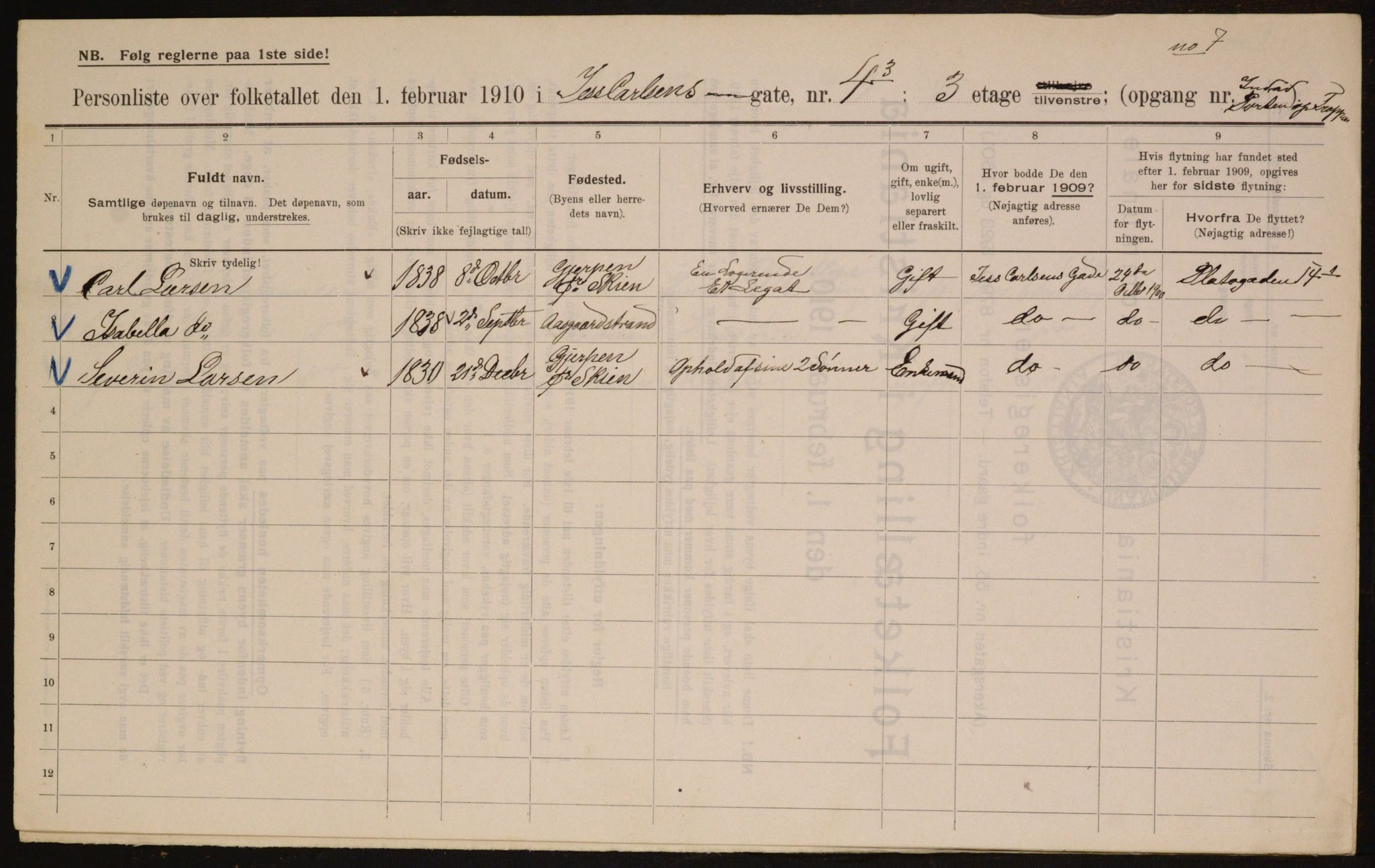 OBA, Municipal Census 1910 for Kristiania, 1910, p. 45682