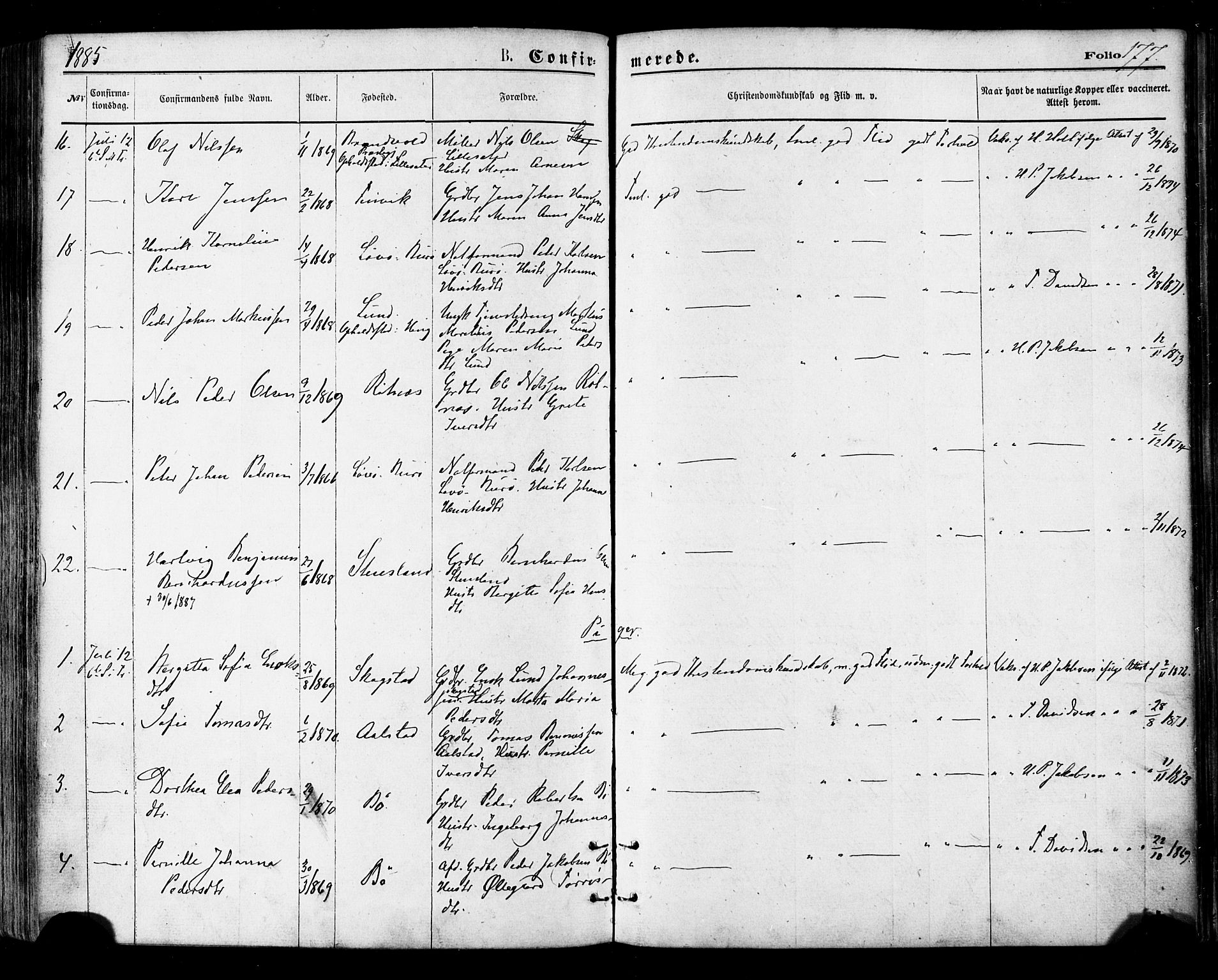 Ministerialprotokoller, klokkerbøker og fødselsregistre - Nordland, AV/SAT-A-1459/855/L0802: Parish register (official) no. 855A10, 1875-1886, p. 177