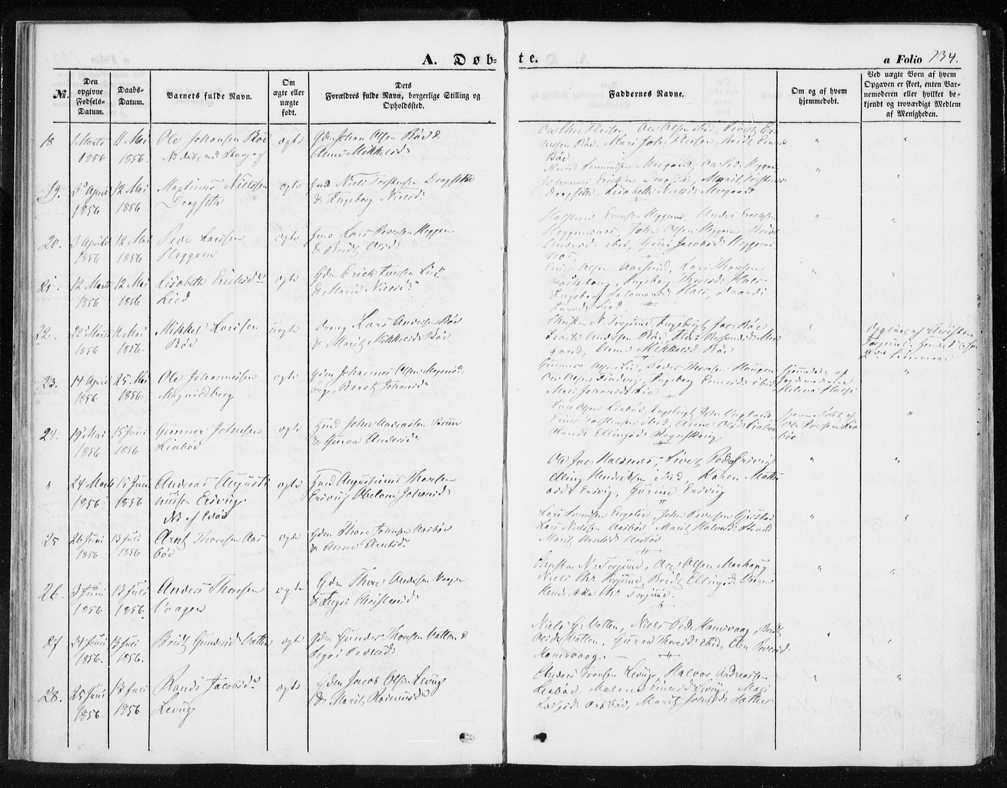 Ministerialprotokoller, klokkerbøker og fødselsregistre - Møre og Romsdal, SAT/A-1454/576/L0883: Parish register (official) no. 576A01, 1849-1865, p. 134