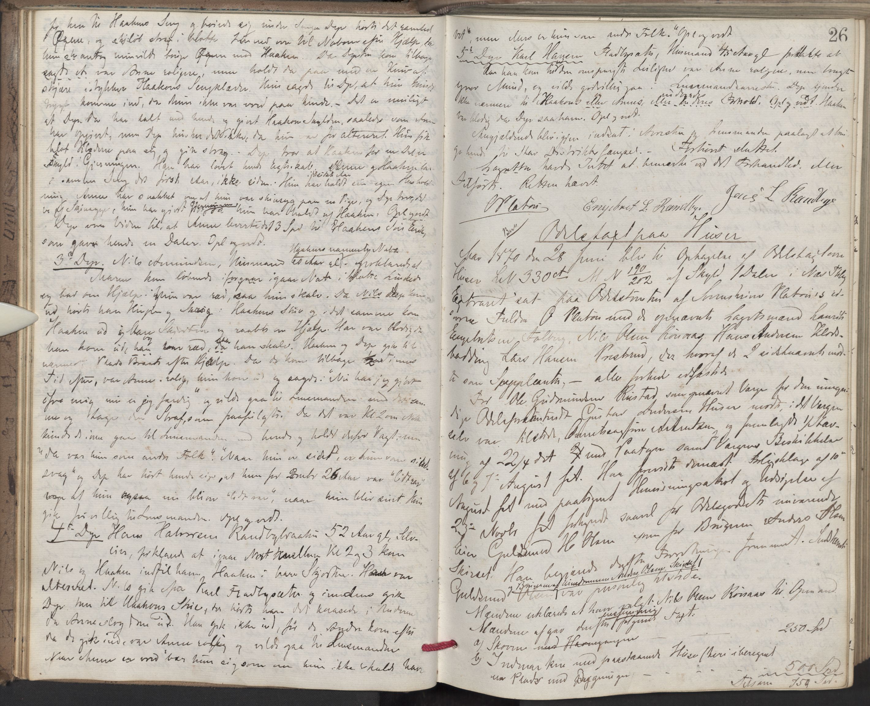 Nes tingrett, AV/SAO-A-10548/F/Fc/Fcb/L0007: Ekstrarettsprotokoll "Q", 1870-1874, p. 25b-26a