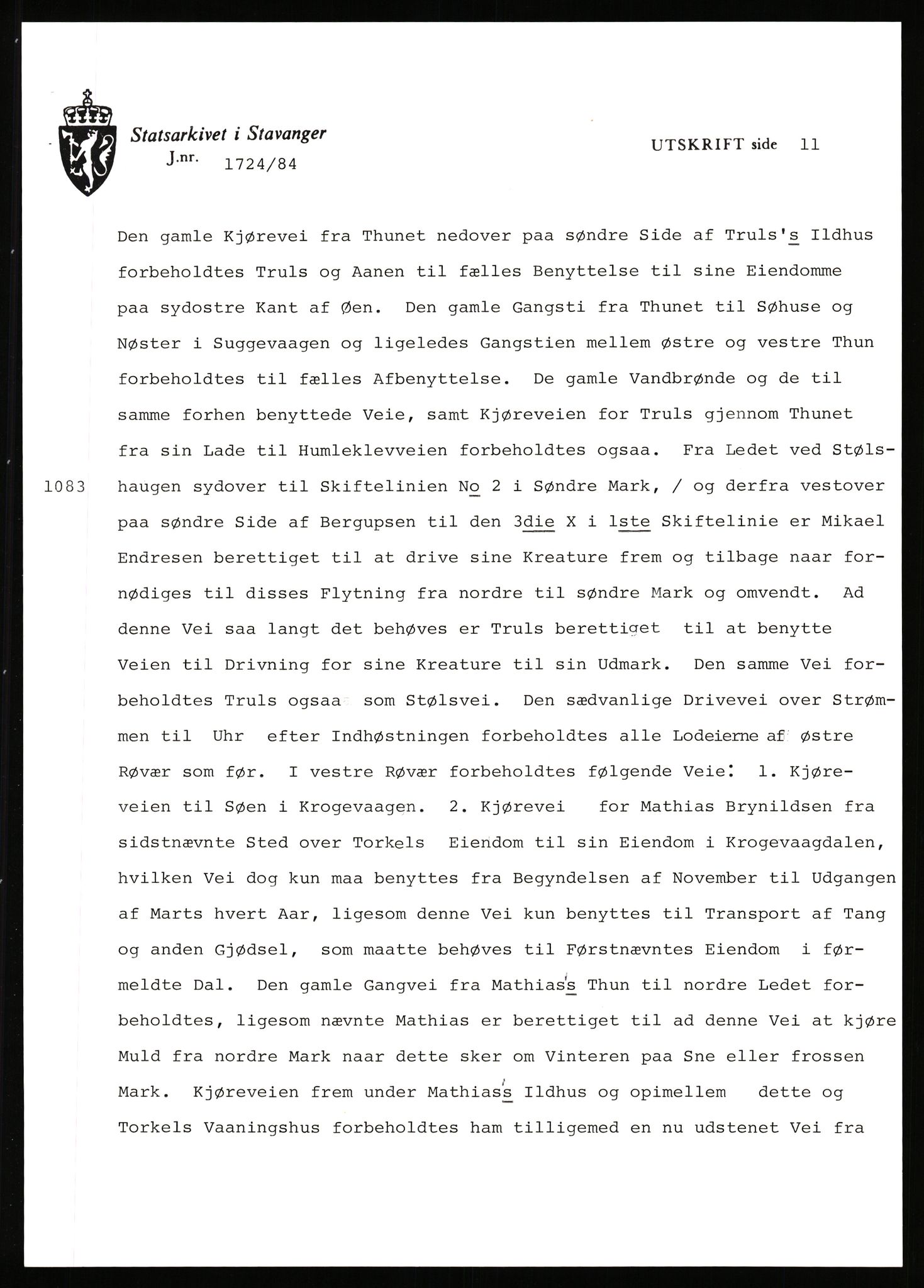 Statsarkivet i Stavanger, SAST/A-101971/03/Y/Yj/L0071: Avskrifter sortert etter gårdsnavn: Røden lille - Røvær, 1750-1930, p. 538