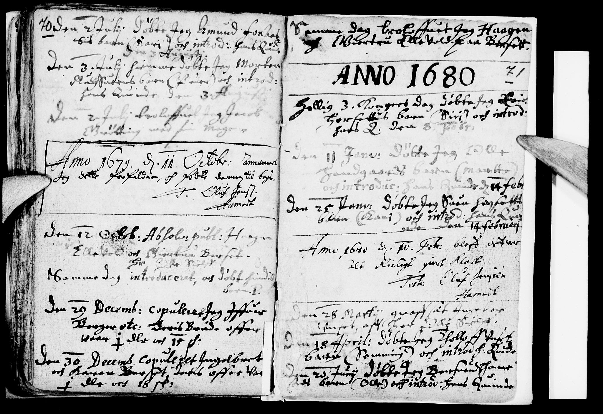 Åmot prestekontor, Hedmark, AV/SAH-PREST-056/H/Ha/Haa/L0001: Parish register (official) no. 1 /2, 1661-1680, p. 70-71