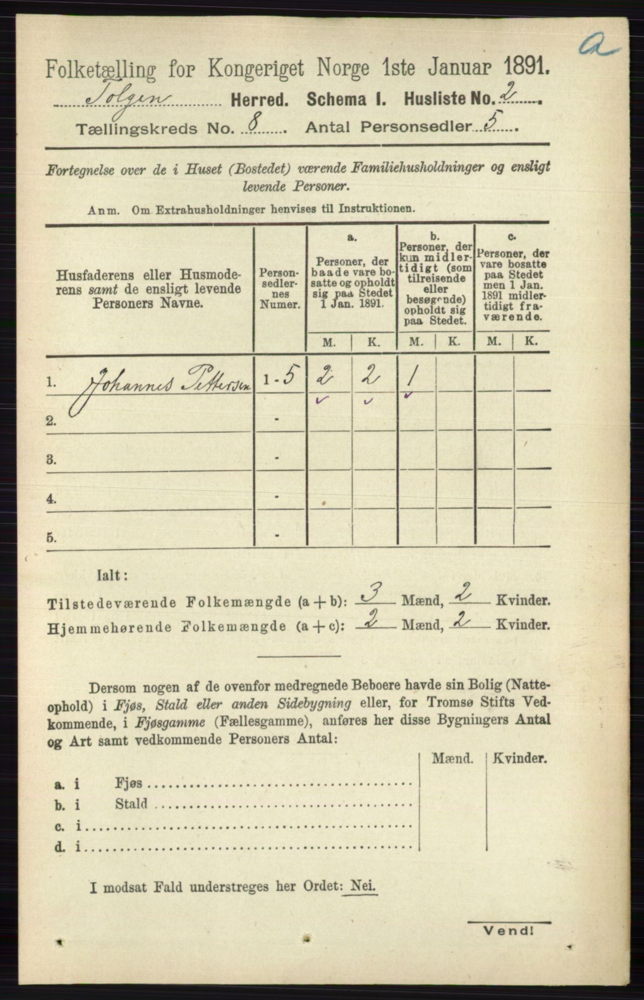 RA, 1891 census for 0436 Tolga, 1891, p. 2338