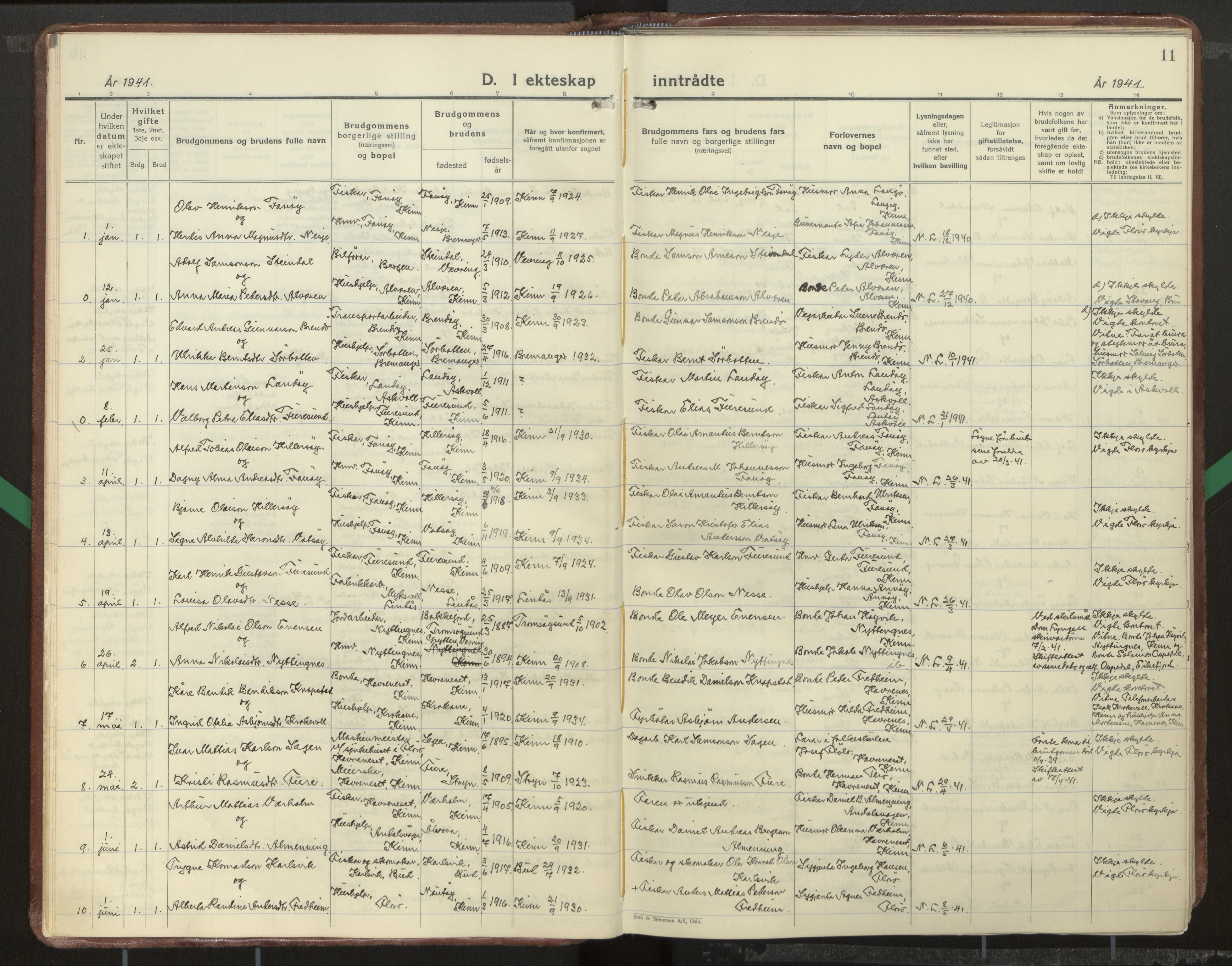 Kinn sokneprestembete, AV/SAB-A-80801/H/Haa/Haab/L0012: Parish register (official) no. B 12, 1937-1968, p. 11