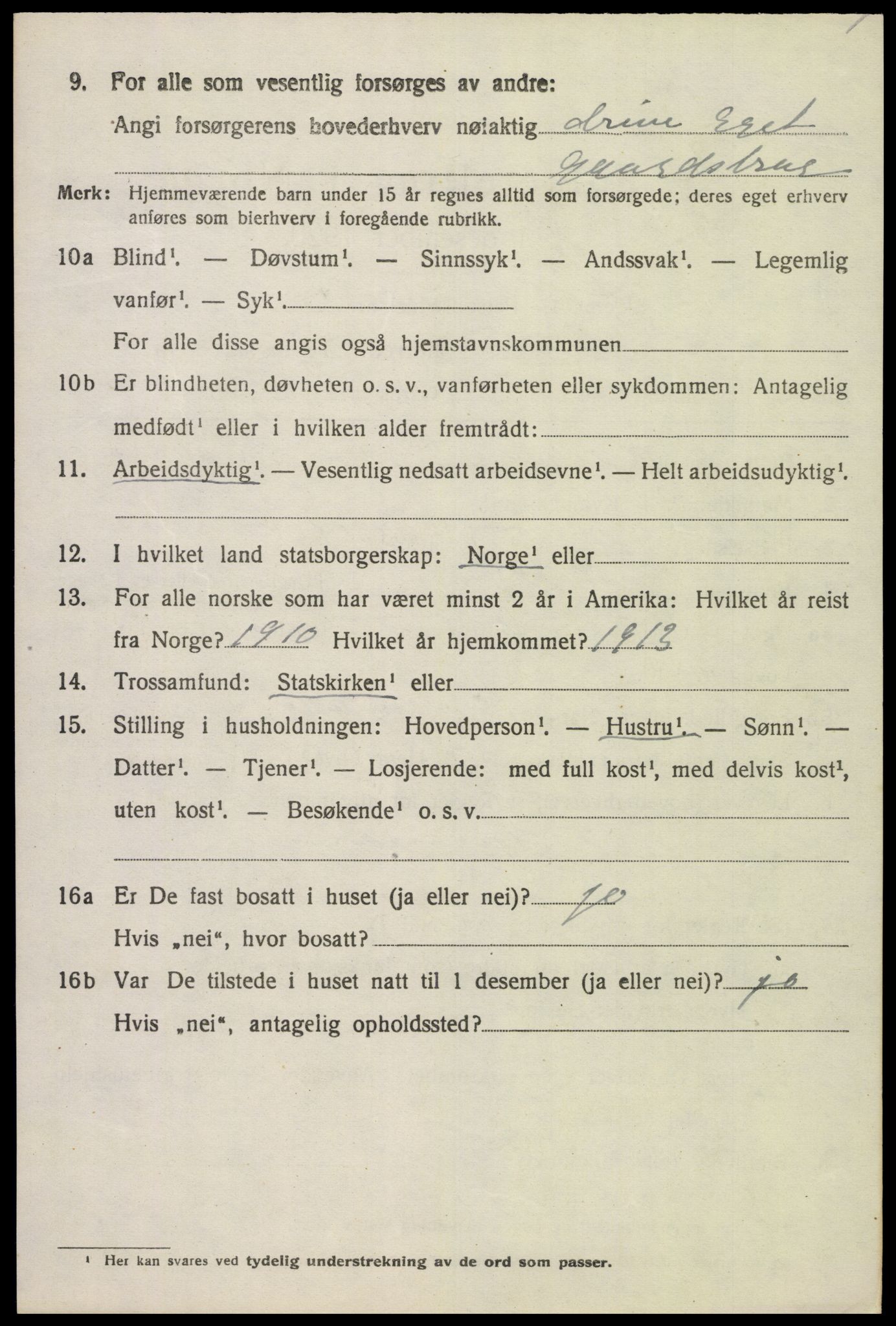 SAK, 1920 census for Lista, 1920, p. 12898