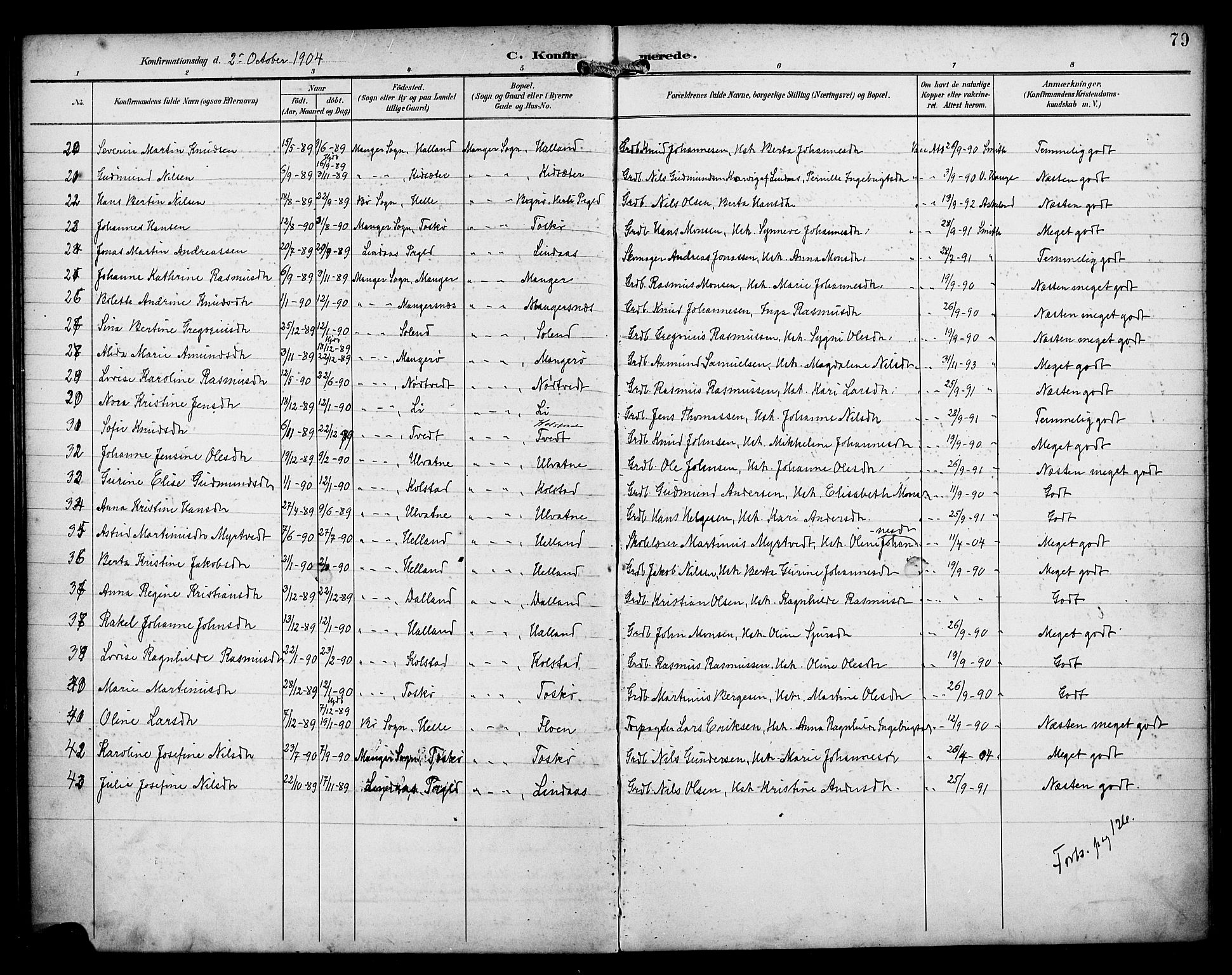 Manger sokneprestembete, SAB/A-76801/H/Haa: Parish register (official) no. B 2, 1893-1906, p. 79