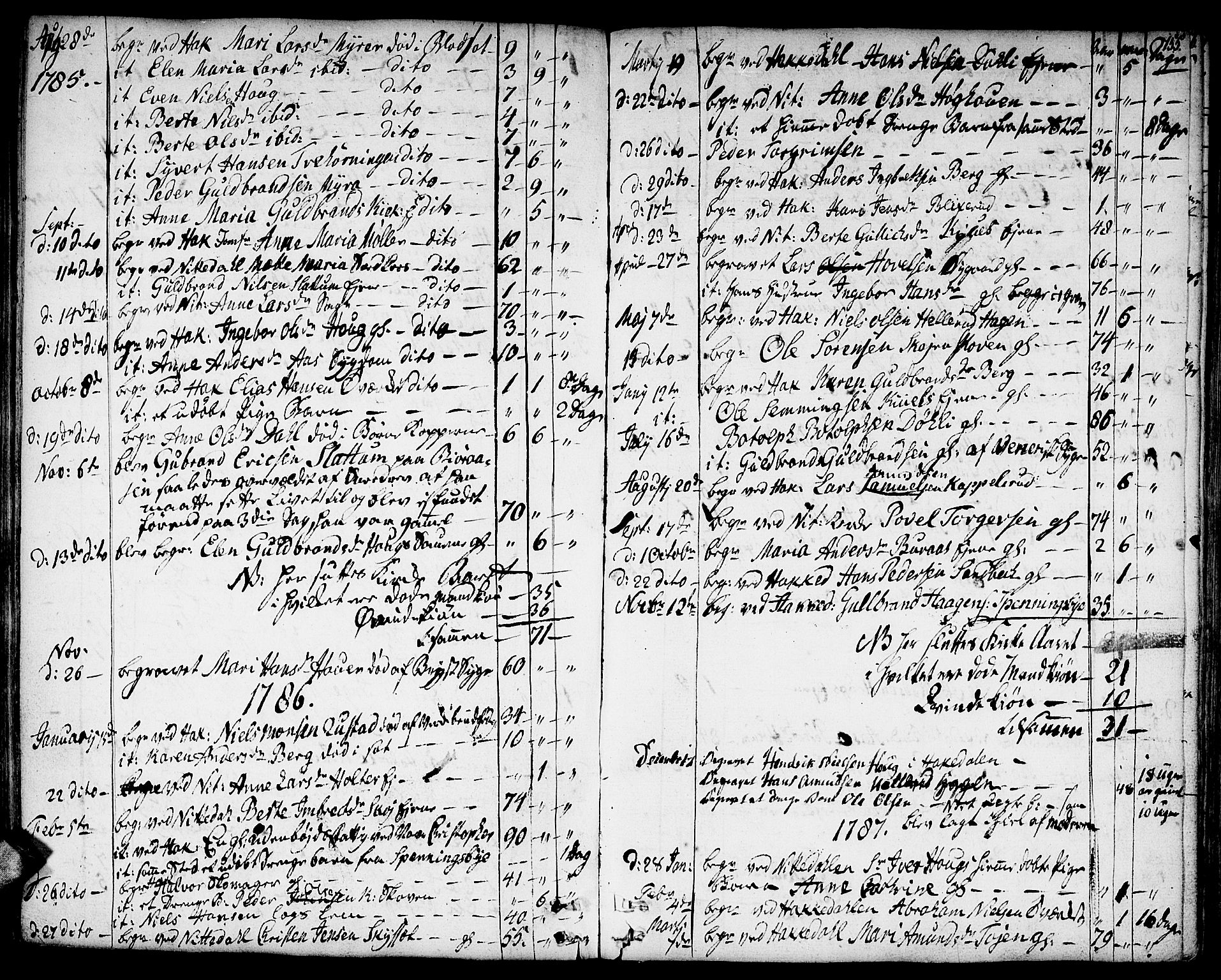 Nittedal prestekontor Kirkebøker, SAO/A-10365a/F/Fa/L0002: Parish register (official) no. I 2, 1779-1814, p. 155