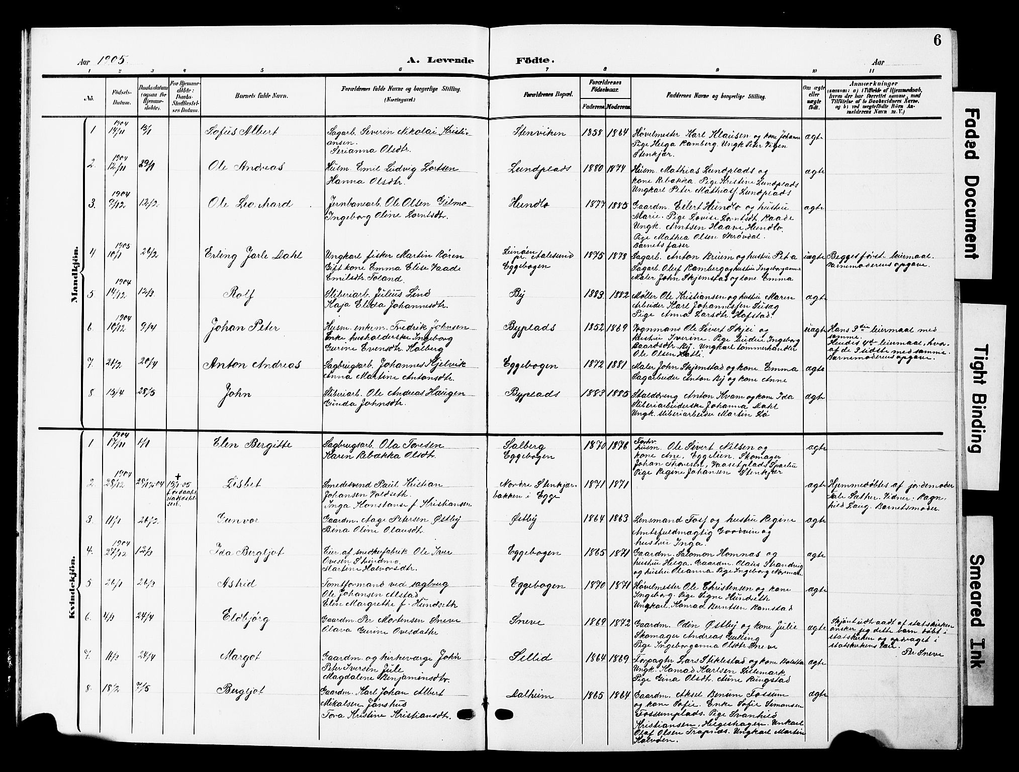 Ministerialprotokoller, klokkerbøker og fødselsregistre - Nord-Trøndelag, AV/SAT-A-1458/740/L0381: Parish register (copy) no. 740C02, 1903-1914, p. 6