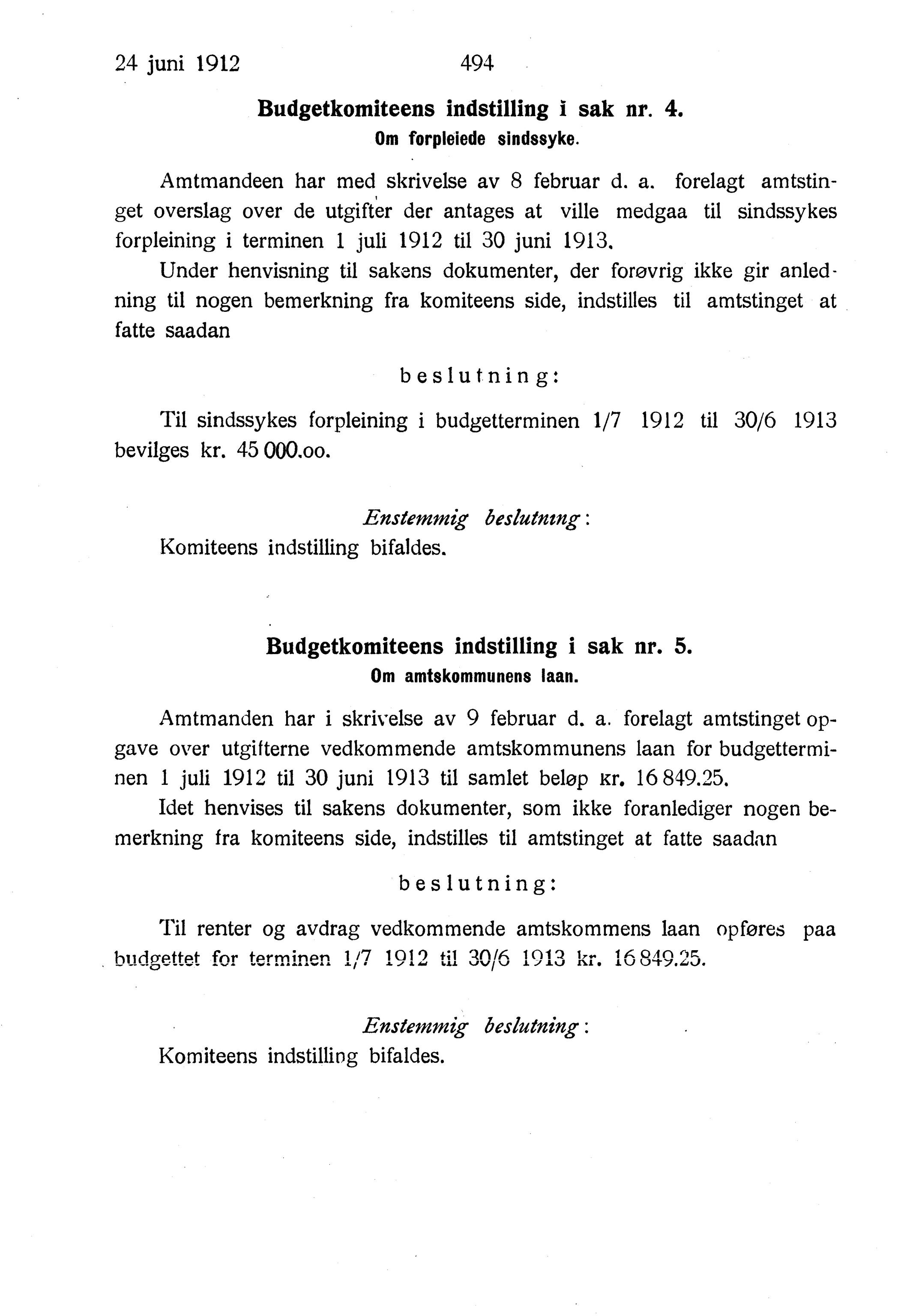 Nordland Fylkeskommune. Fylkestinget, AIN/NFK-17/176/A/Ac/L0035: Fylkestingsforhandlinger 1912, 1912