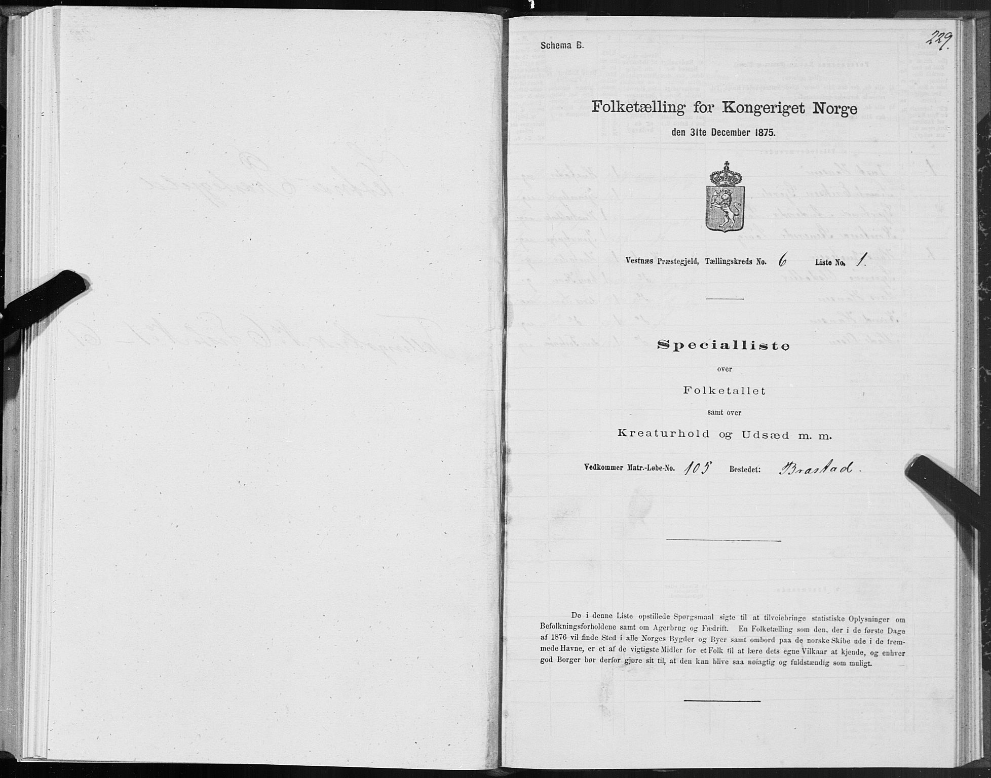 SAT, 1875 census for 1535P Vestnes, 1875, p. 2229