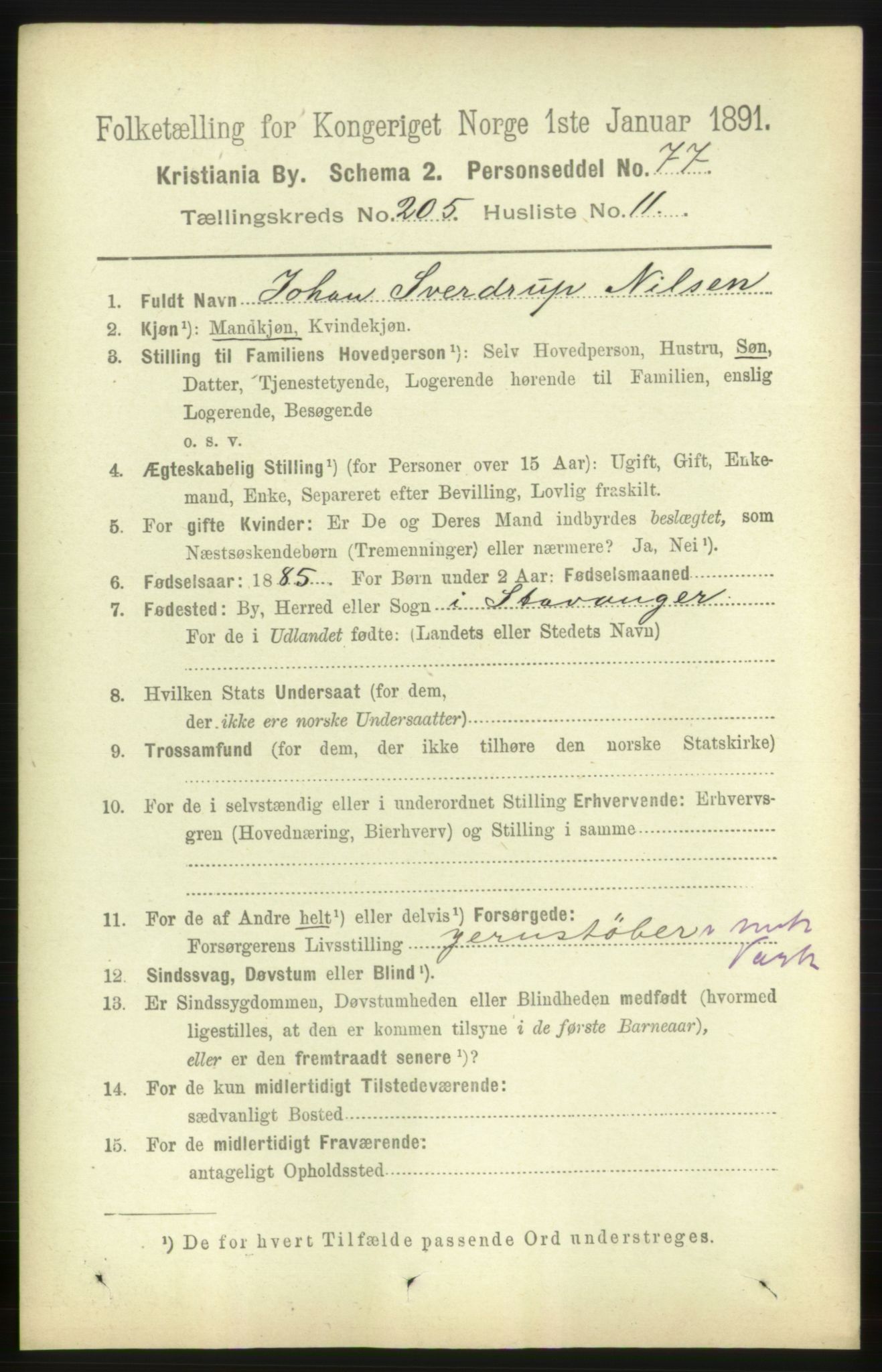 RA, 1891 census for 0301 Kristiania, 1891, p. 123812