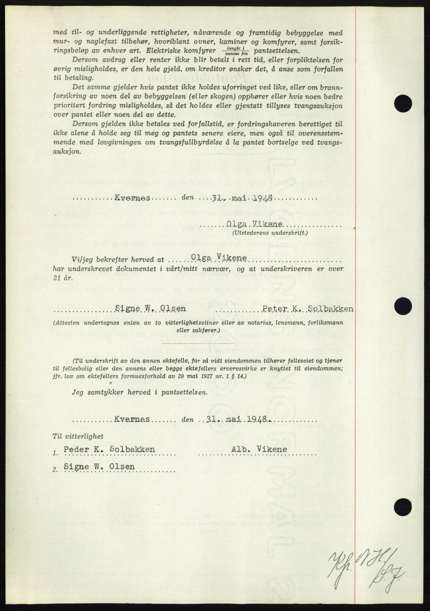 Nordmøre sorenskriveri, AV/SAT-A-4132/1/2/2Ca: Mortgage book no. B99, 1948-1948, Diary no: : 1743/1948