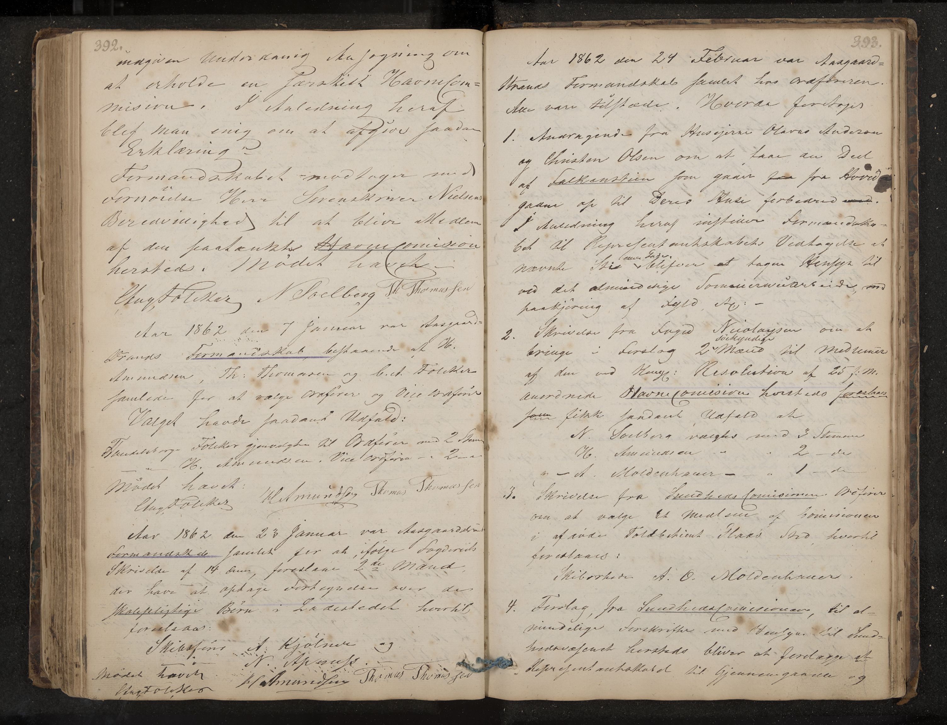 Åsgårdstrand formannskap og sentraladministrasjon, IKAK/0704021/A/L0001: Møtebok, 1838-1864, p. 392-393