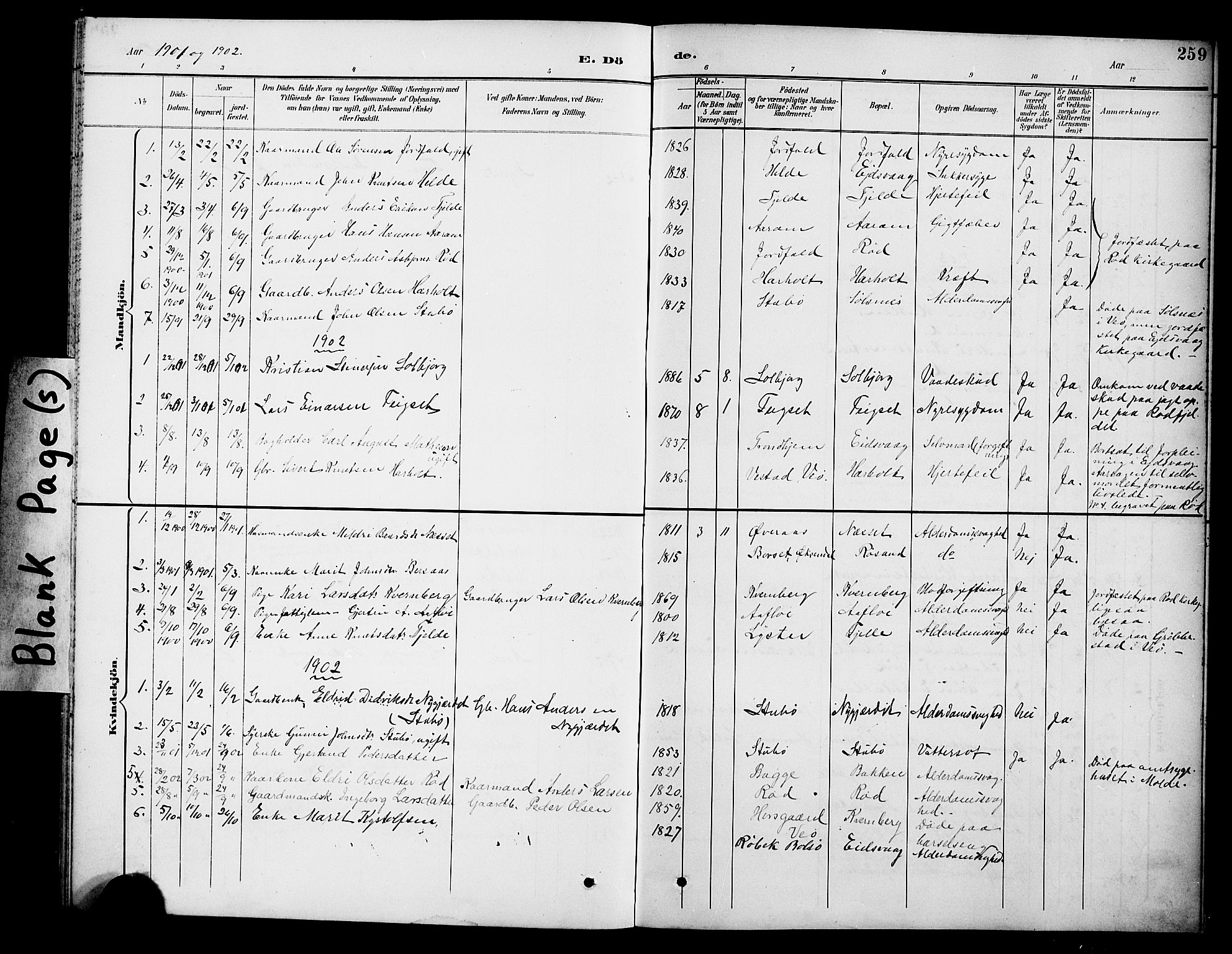 Ministerialprotokoller, klokkerbøker og fødselsregistre - Møre og Romsdal, SAT/A-1454/551/L0632: Parish register (copy) no. 551C04, 1894-1920, p. 259