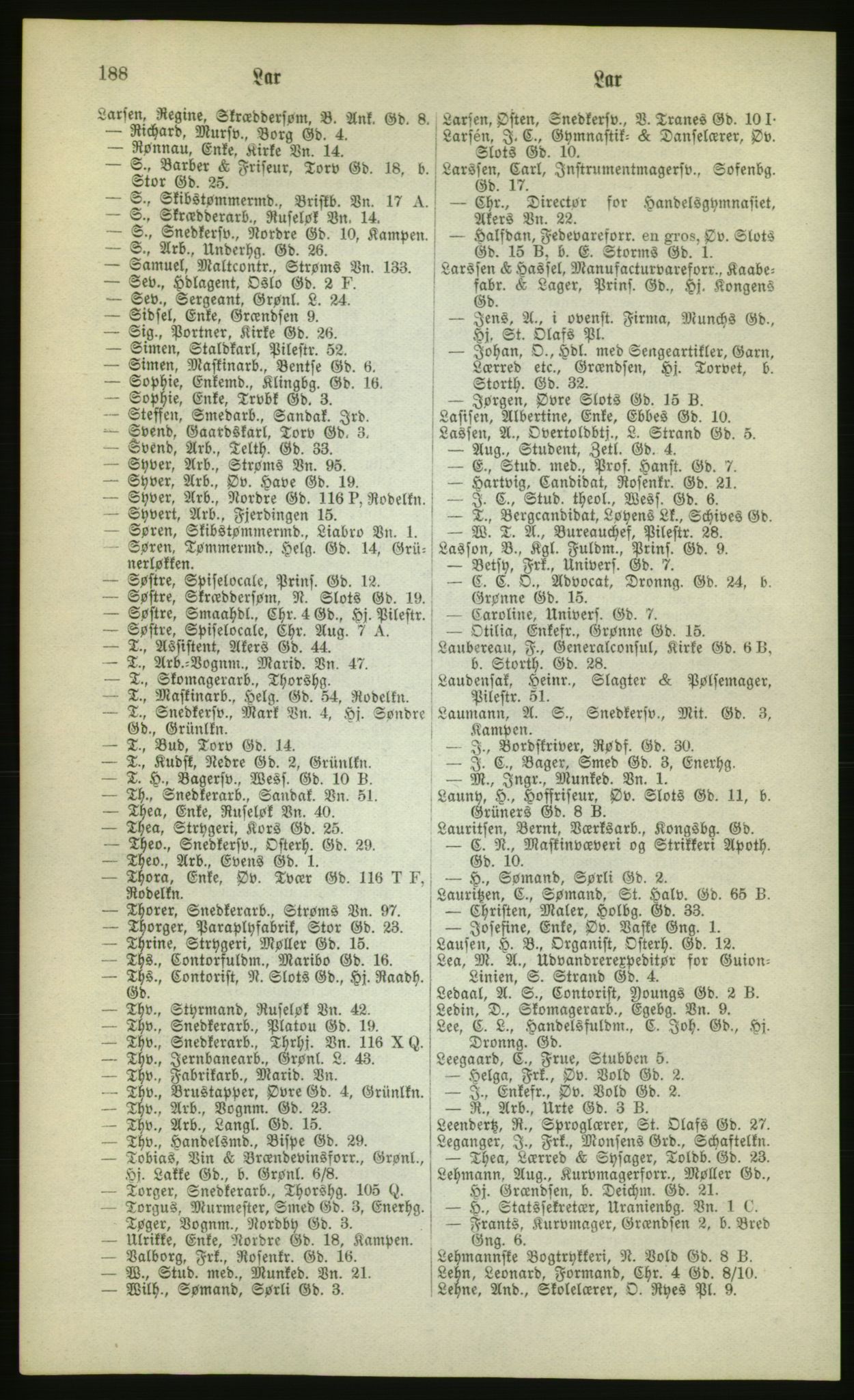 Kristiania/Oslo adressebok, PUBL/-, 1880, p. 188