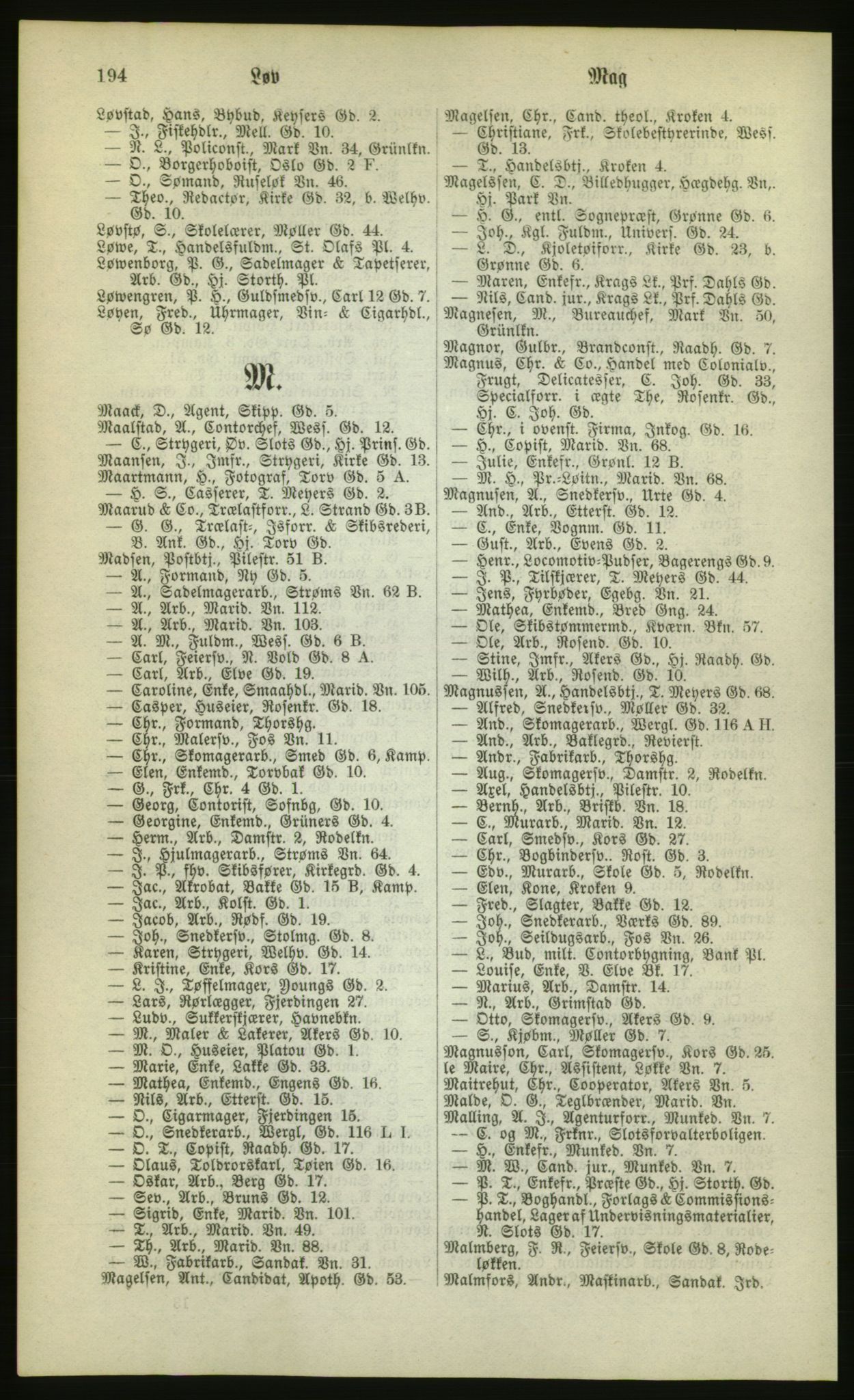 Kristiania/Oslo adressebok, PUBL/-, 1880, p. 194