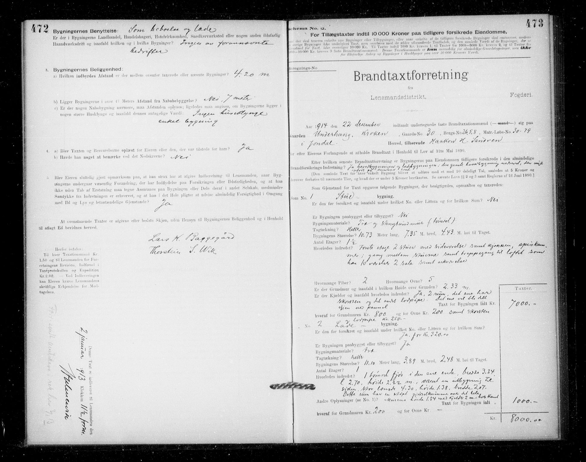 Lensmannen i Jondal, SAB/A-33101/0012/L0005: Branntakstprotokoll, skjematakst, 1894-1951, p. 472-473