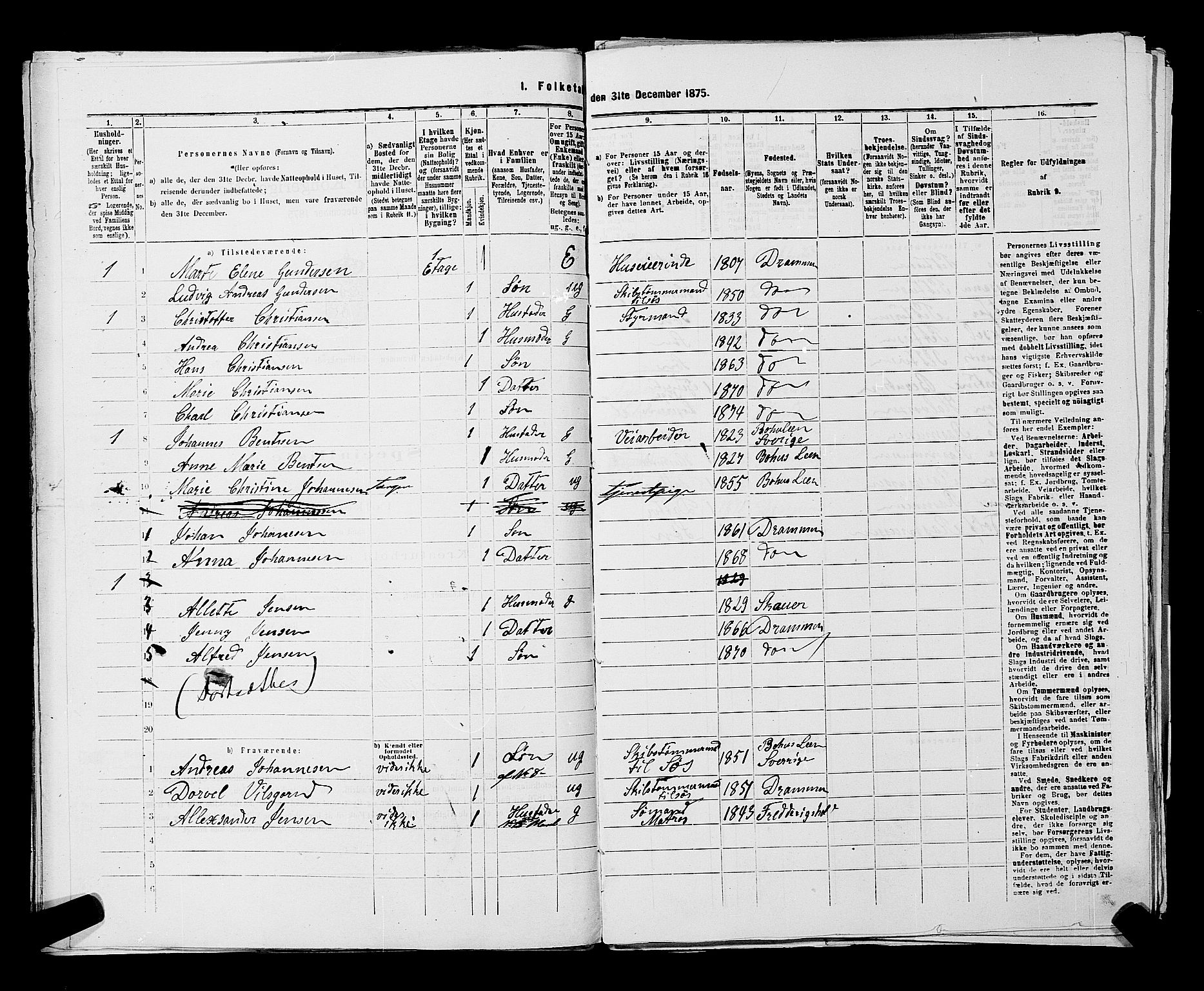 SAKO, 1875 census for 0602 Drammen, 1875, p. 2849
