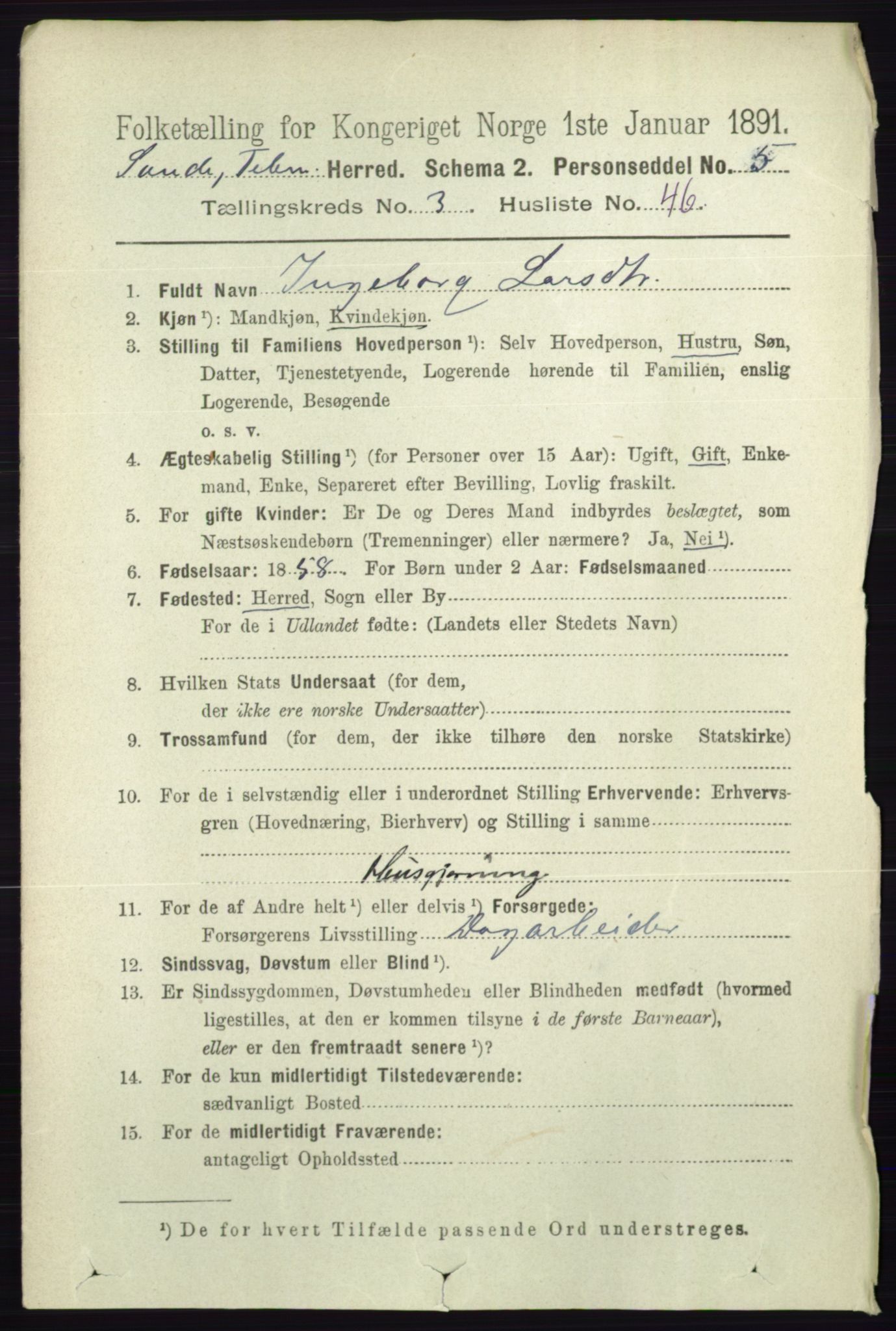 RA, 1891 census for 0822 Sauherad, 1891, p. 963