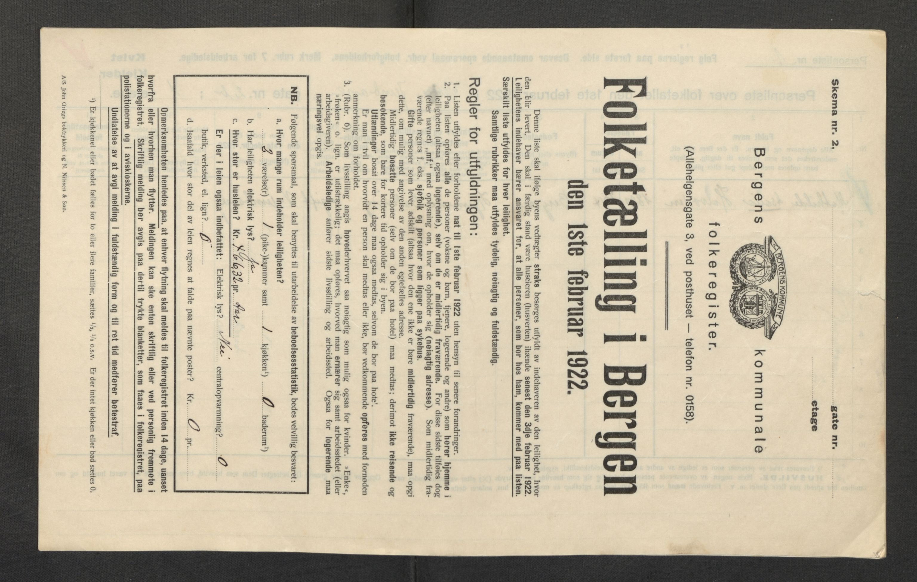 SAB, Municipal Census 1922 for Bergen, 1922, p. 15651