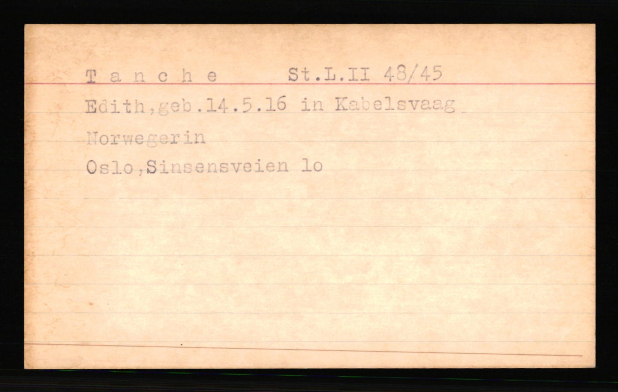 SS- und Polizeigericht Nord (IX), AV/RA-RAFA-3182/0001/C/Ca/L0007: kartotekkort for personer alfabetisk på etternavn: T-Å, 1940-1945, p. 4