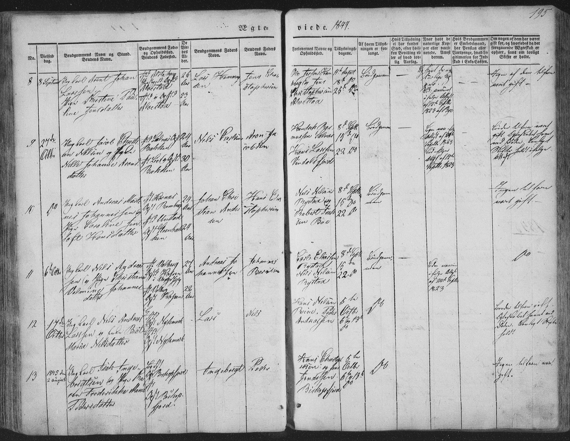 Ministerialprotokoller, klokkerbøker og fødselsregistre - Nordland, SAT/A-1459/880/L1131: Parish register (official) no. 880A05, 1844-1868, p. 195