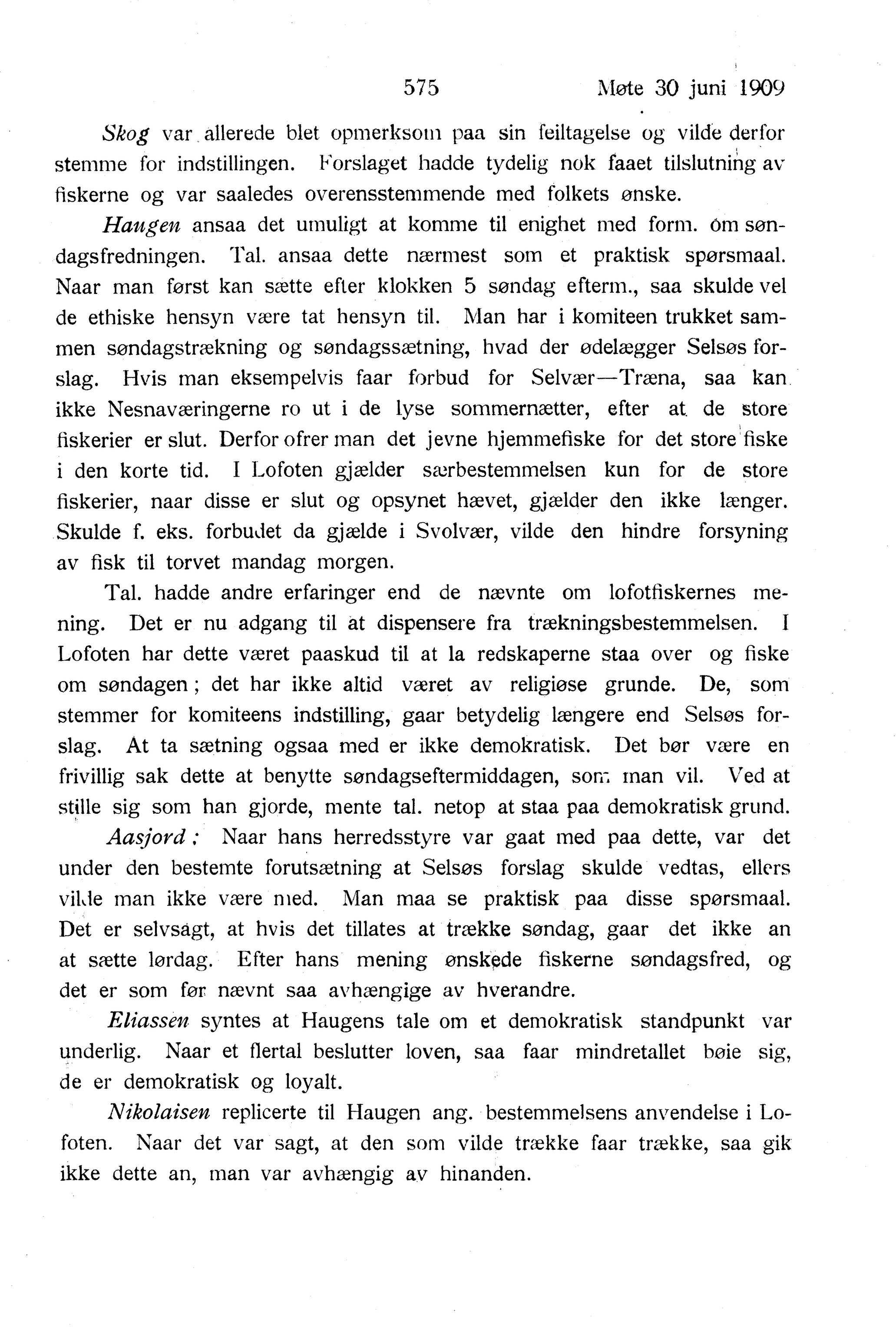 Nordland Fylkeskommune. Fylkestinget, AIN/NFK-17/176/A/Ac/L0032: Fylkestingsforhandlinger 1909, 1909