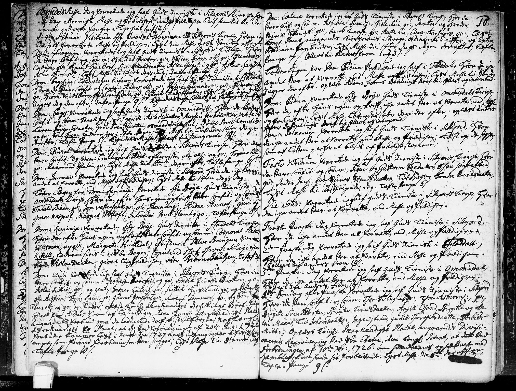 Seljord kirkebøker, SAKO/A-20/F/Fa/L0004: Parish register (official) no. I 4, 1725-1736, p. 10