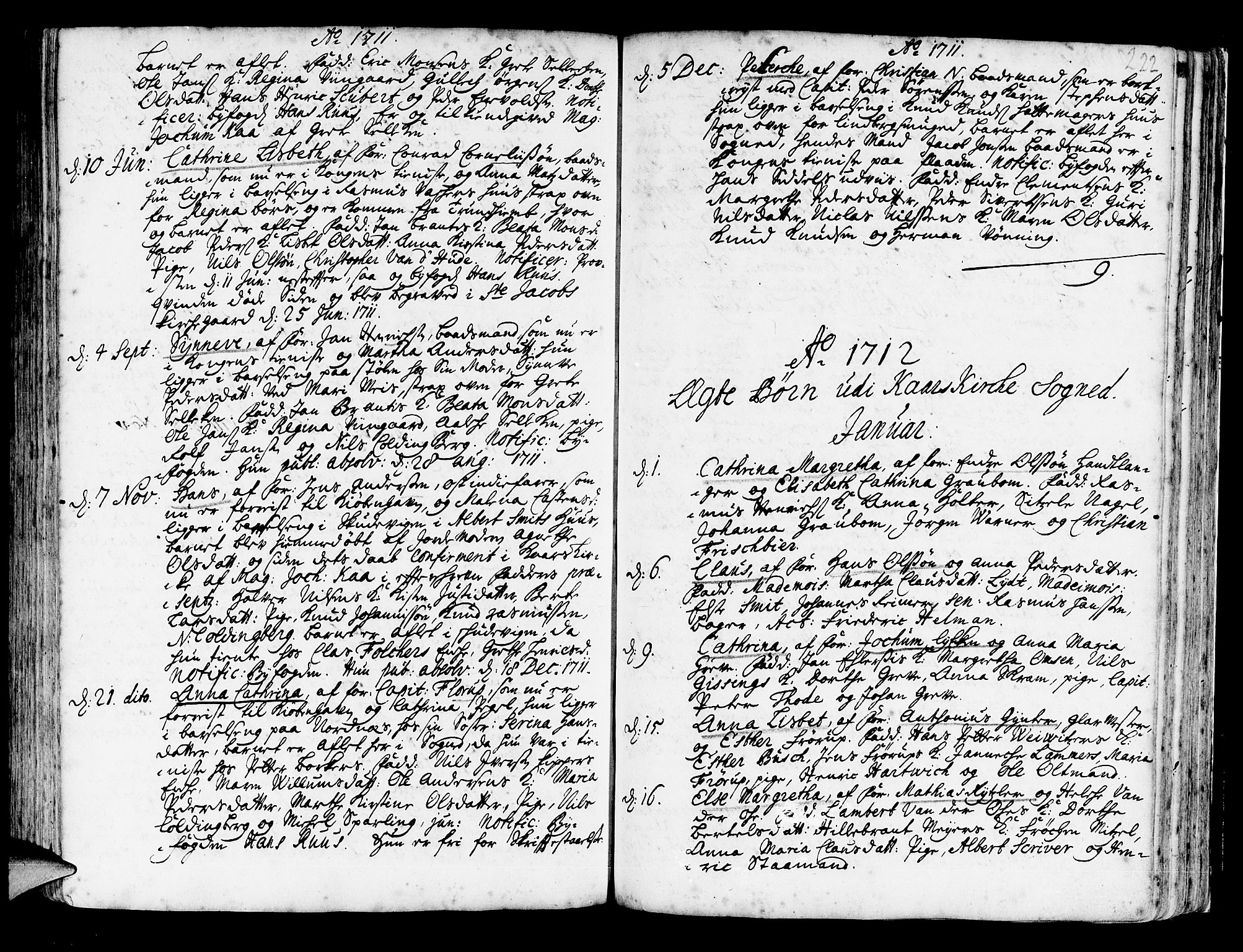 Korskirken sokneprestembete, AV/SAB-A-76101/H/Haa/L0003: Parish register (official) no. A 3, 1698-1719, p. 222