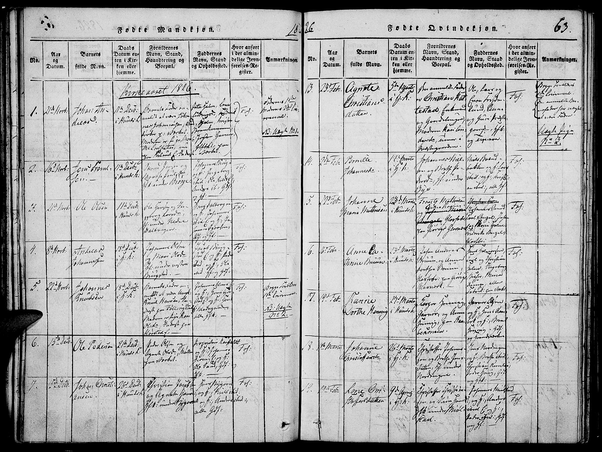 Vardal prestekontor, SAH/PREST-100/H/Ha/Haa/L0004: Parish register (official) no. 4, 1814-1831, p. 63
