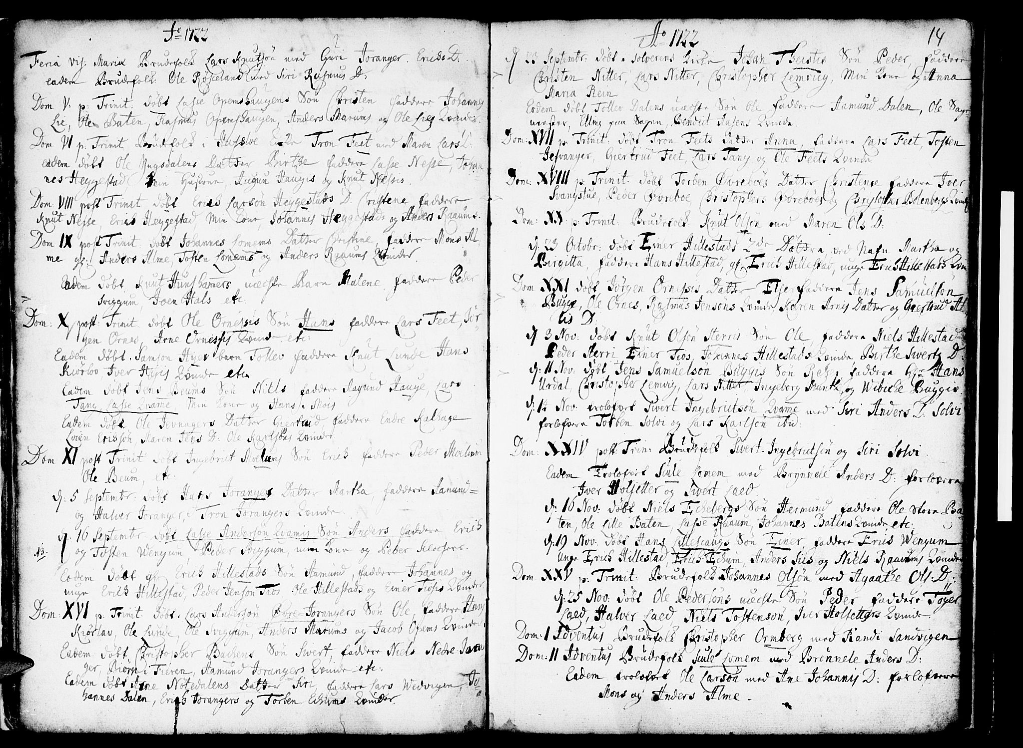 Hafslo sokneprestembete, SAB/A-80301/H/Haa/Haaa/L0001: Parish register (official) no. A 1, 1717-1755, p. 14