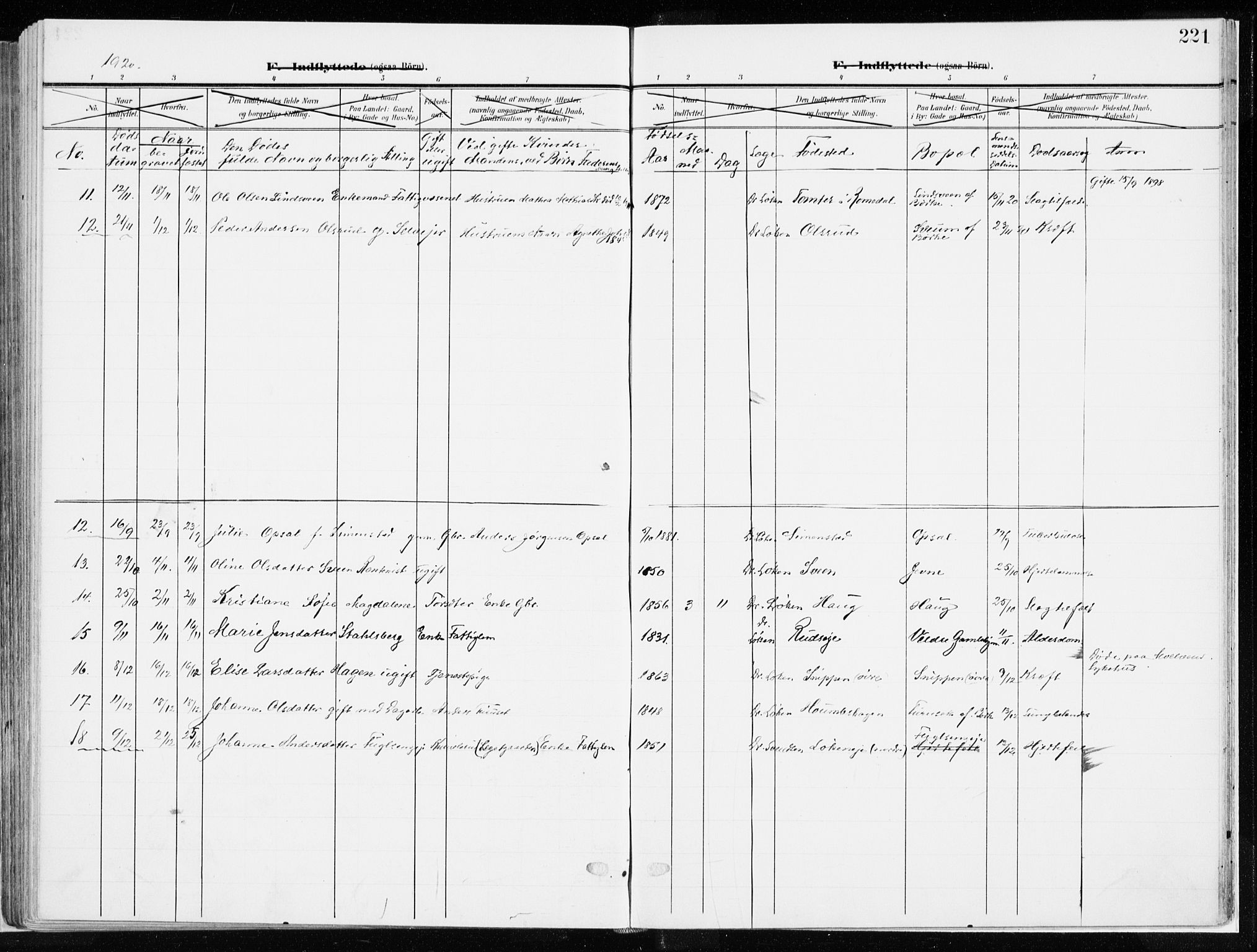 Ringsaker prestekontor, AV/SAH-PREST-014/K/Ka/L0019: Parish register (official) no. 19, 1905-1920, p. 221