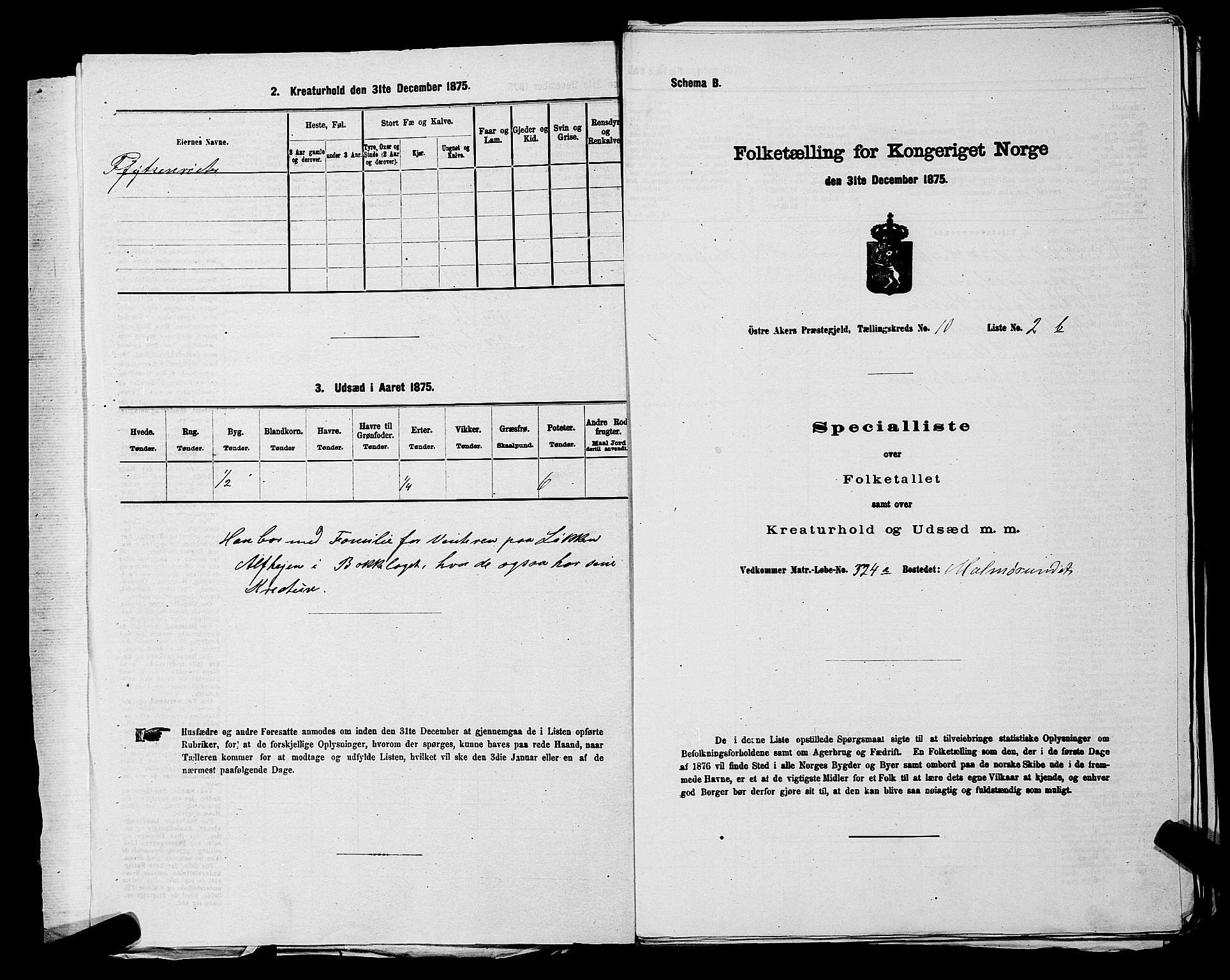 RA, 1875 census for 0218bP Østre Aker, 1875, p. 3458