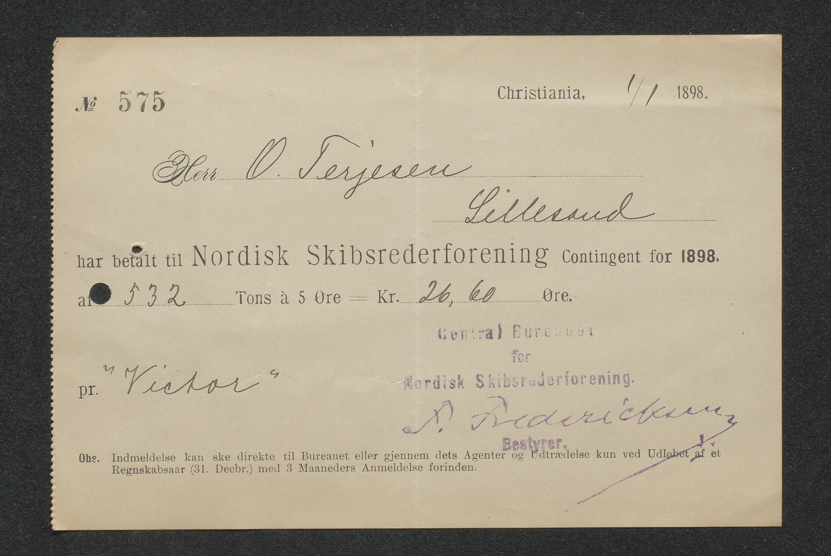 O. Terjesens rederi, AAKS/PA-2525/R/R02/L0002: Regnskapsbilag, 1899-1904